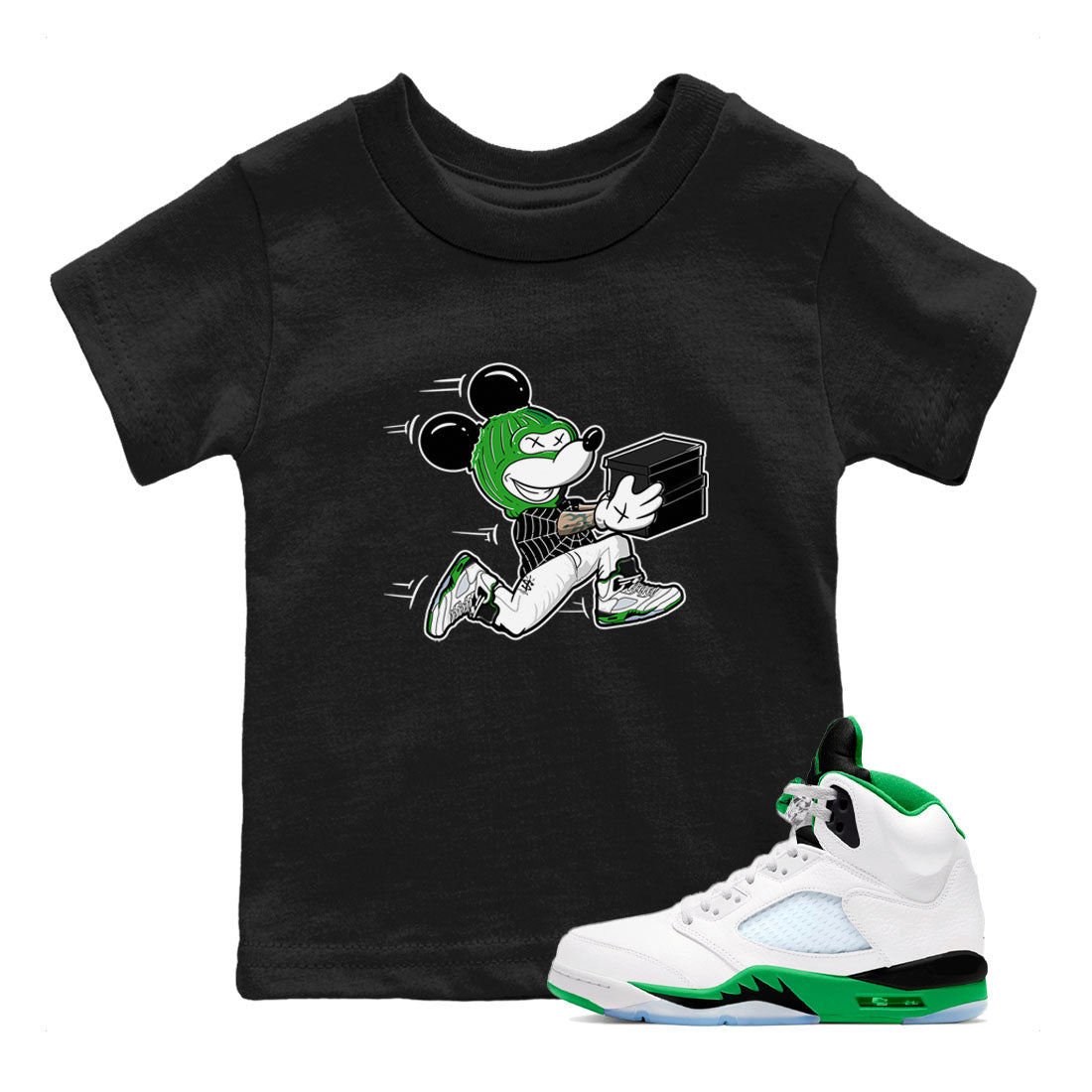 Thief Mouse snkmatch Tees Kids - Air Jordan 5 Lucky Green