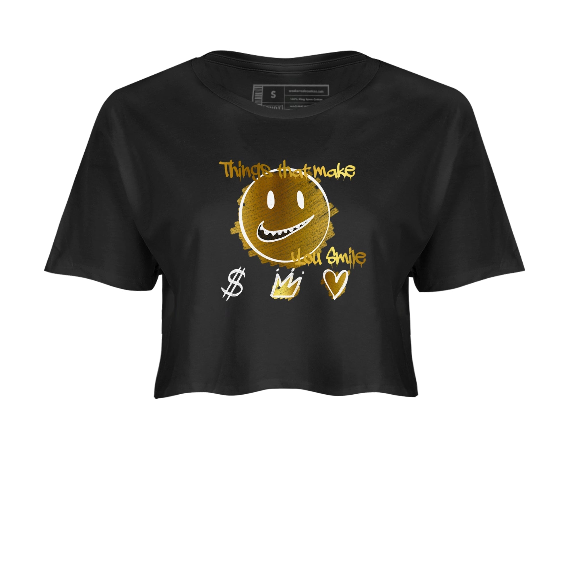 Things That Make You Smile snkmatch Women's Top - Air Jordan 1 Black Metallic Gold