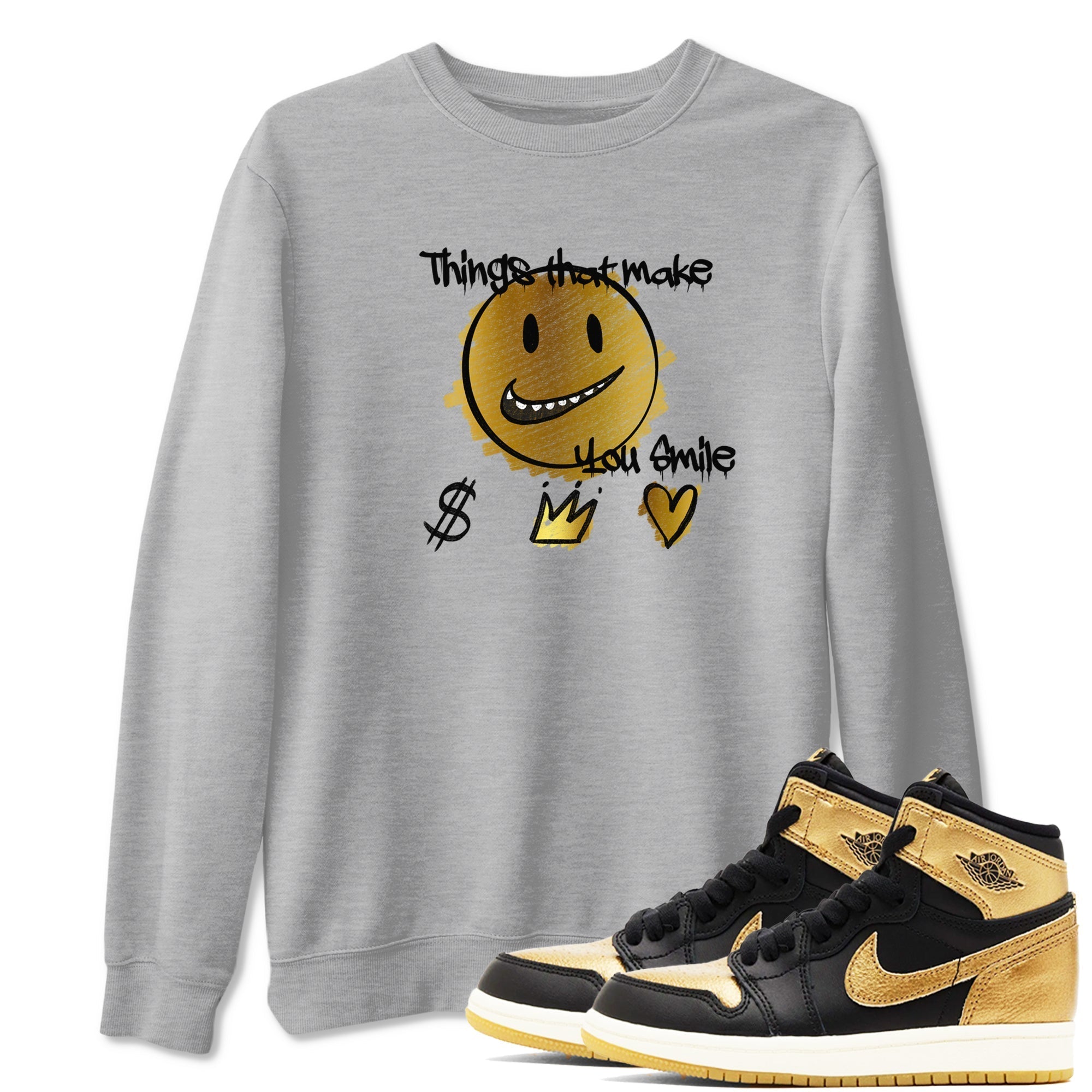 Things That Make You Smile snkmatch Tees - Air Jordan 1 Black Metallic Gold