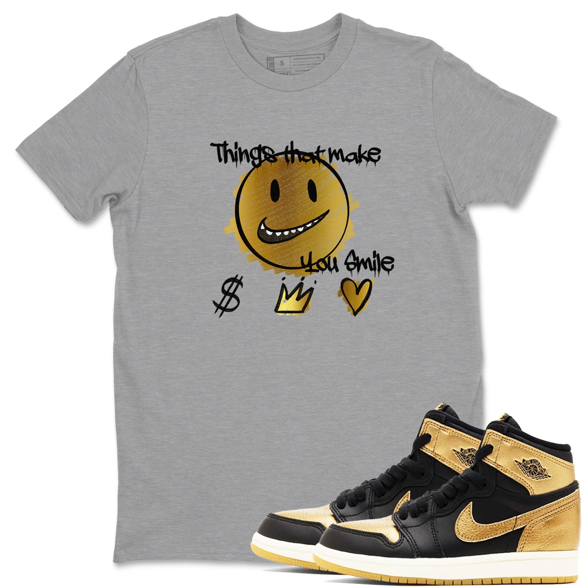 Things That Make You Smile snkmatch Tees - Air Jordan 1 Black Metallic Gold