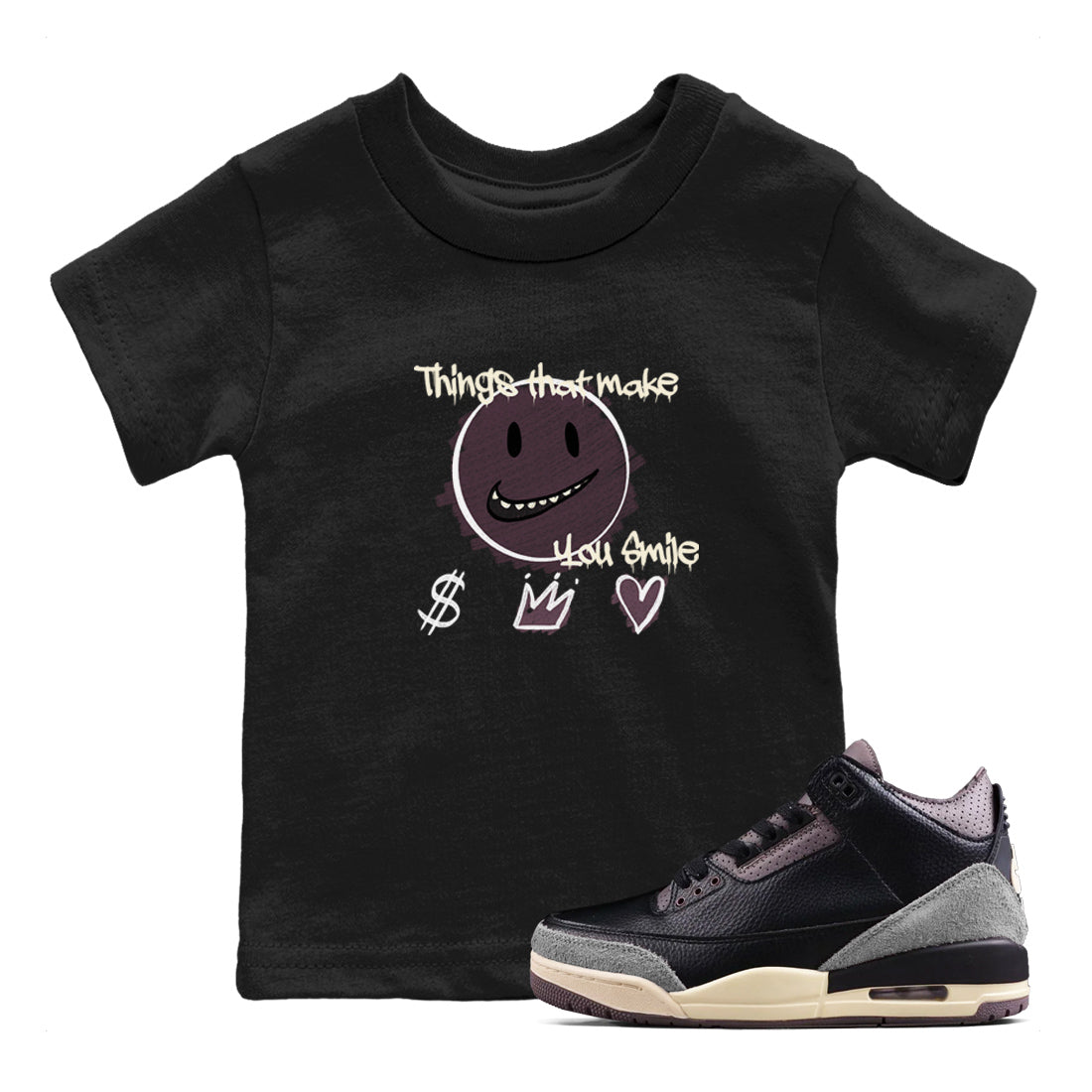 Things That Make You Smile snkmatch Tees Kids - Air Jordan 3 A Ma Maniere x Black