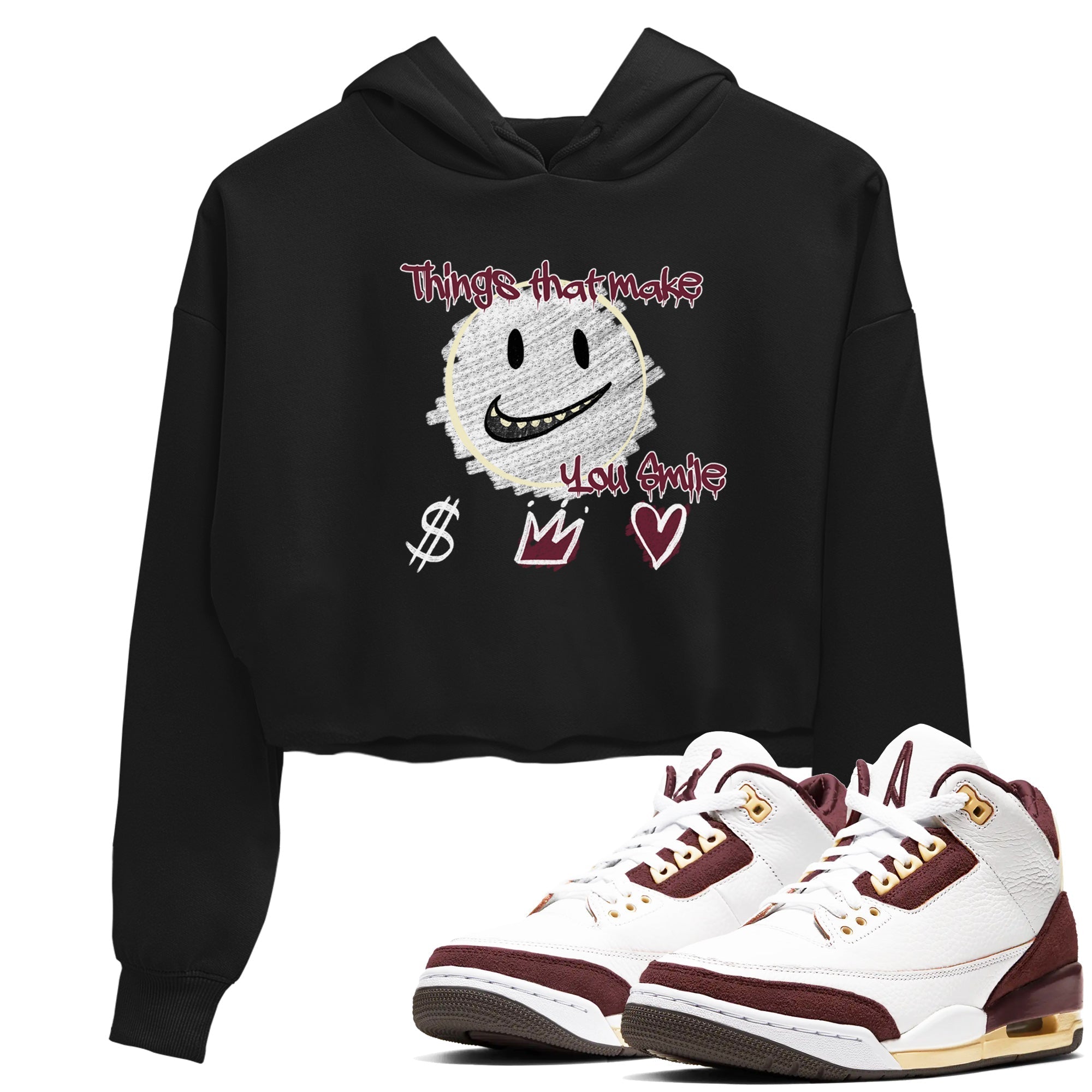 Things That Make You Smile snkmatch Women's Top - Air Jordan 3 A Ma Maniere x Burgundy Crush