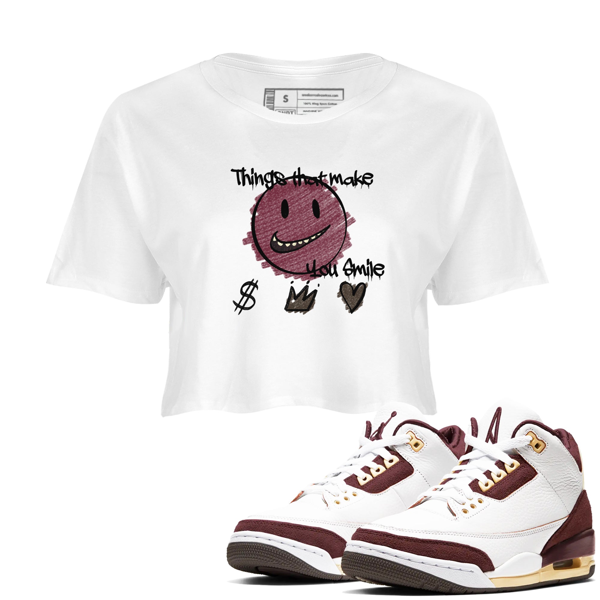 Things That Make You Smile snkmatch Women's Top - Air Jordan 3 A Ma Maniere x Burgundy Crush