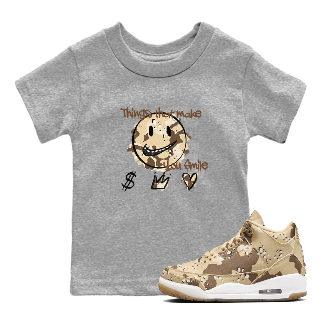 Things That Make You Smile snkmatch Tees Kids - Air Jordan 3 Desert Camo