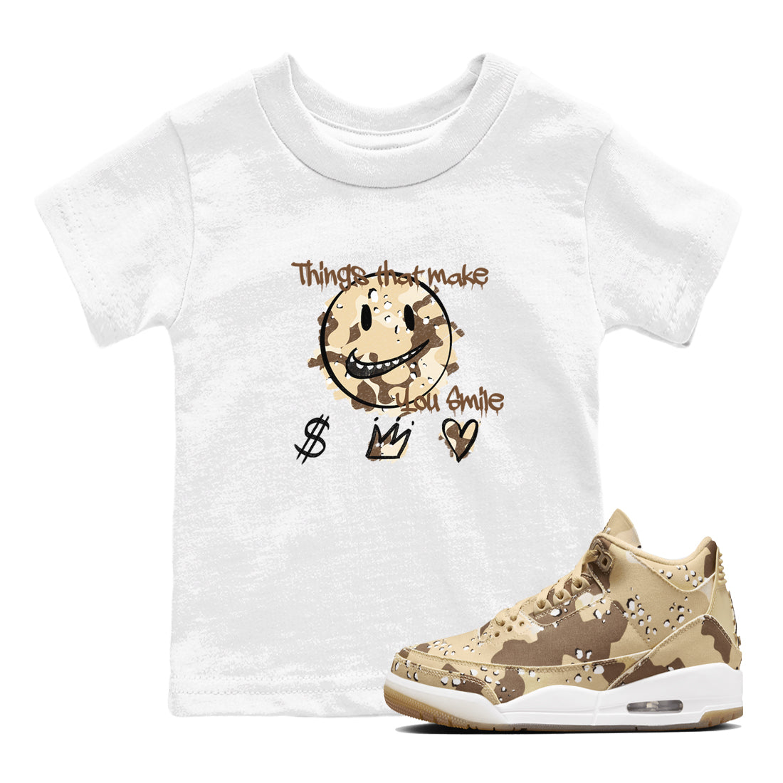 Things That Make You Smile snkmatch Tees Kids - Air Jordan 3 Desert Camo