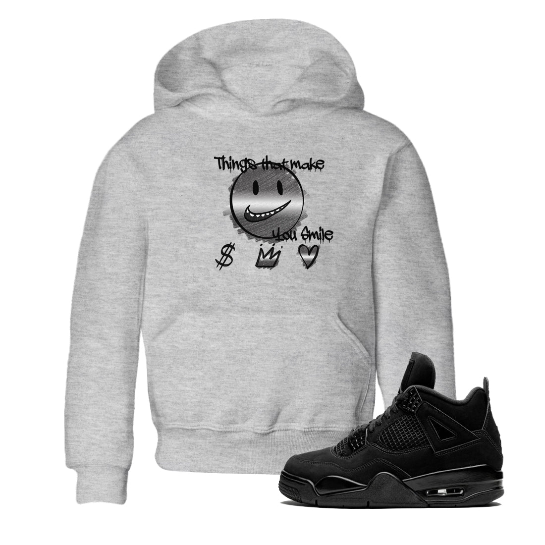 Things That Make You Smile snkmatch Tees Kids - Air Jordan 4 Black Cat