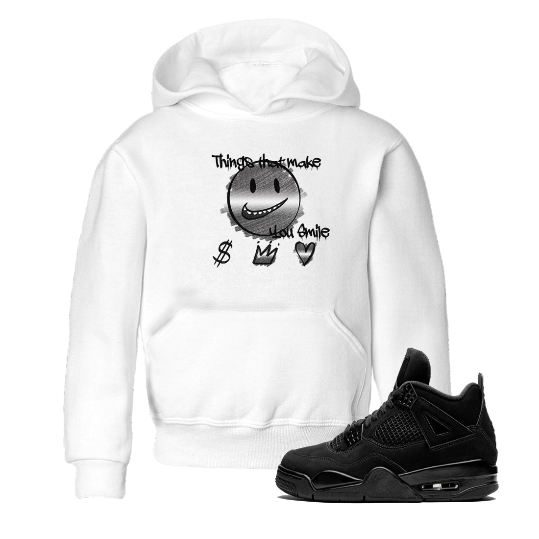 Things That Make You Smile snkmatch Tees Kids - Air Jordan 4 Black Cat