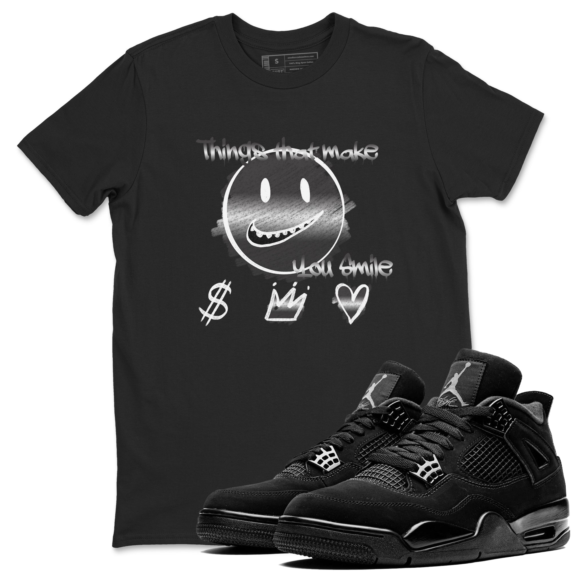 Things That Make You Smile snkmatch Tees - Air Jordan 4 Black Cat