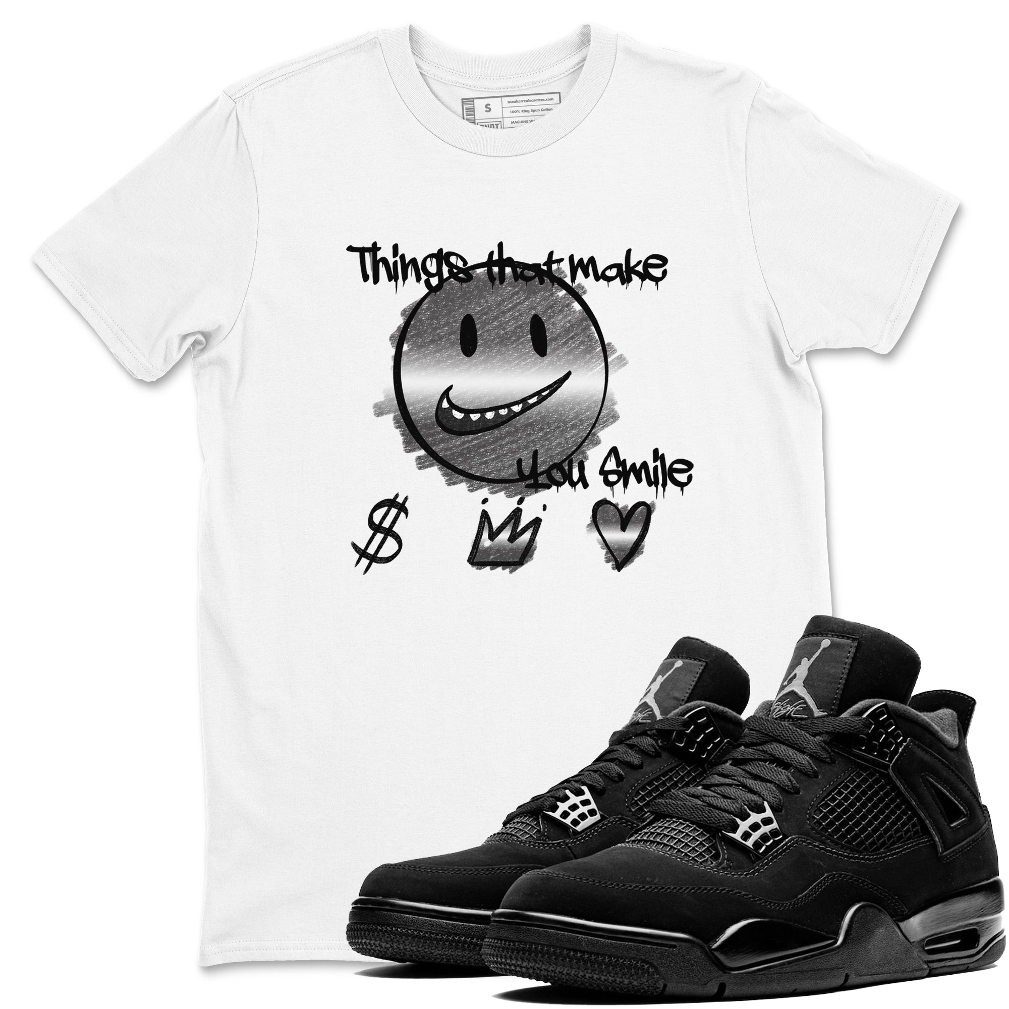 Things That Make You Smile snkmatch Tees - Air Jordan 4 Black Cat