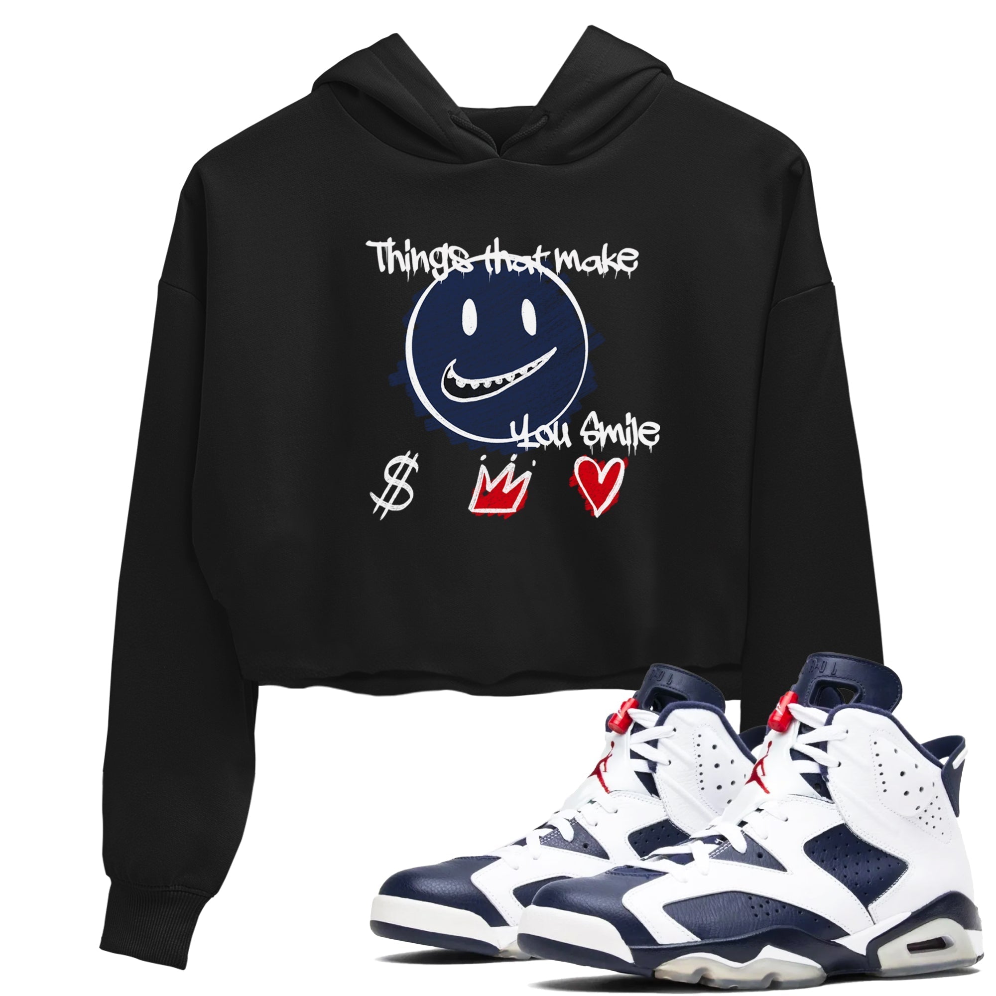 Things That Make You Smile snkmatch Women's Top - Air Jordan 6 White And Midnight Navy