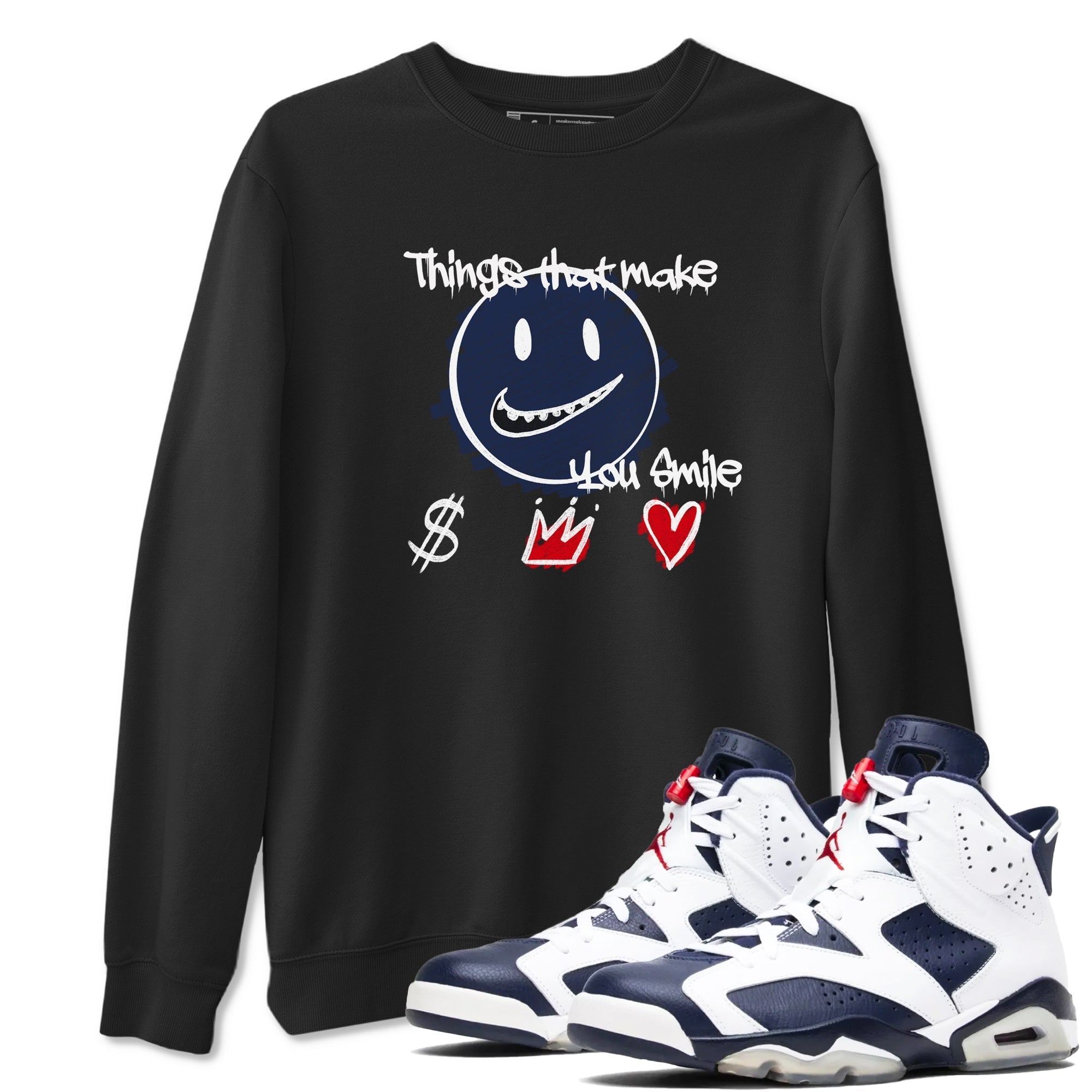 Things That Make You Smile snkmatch Tees - Air Jordan 6 White And Midnight Navy