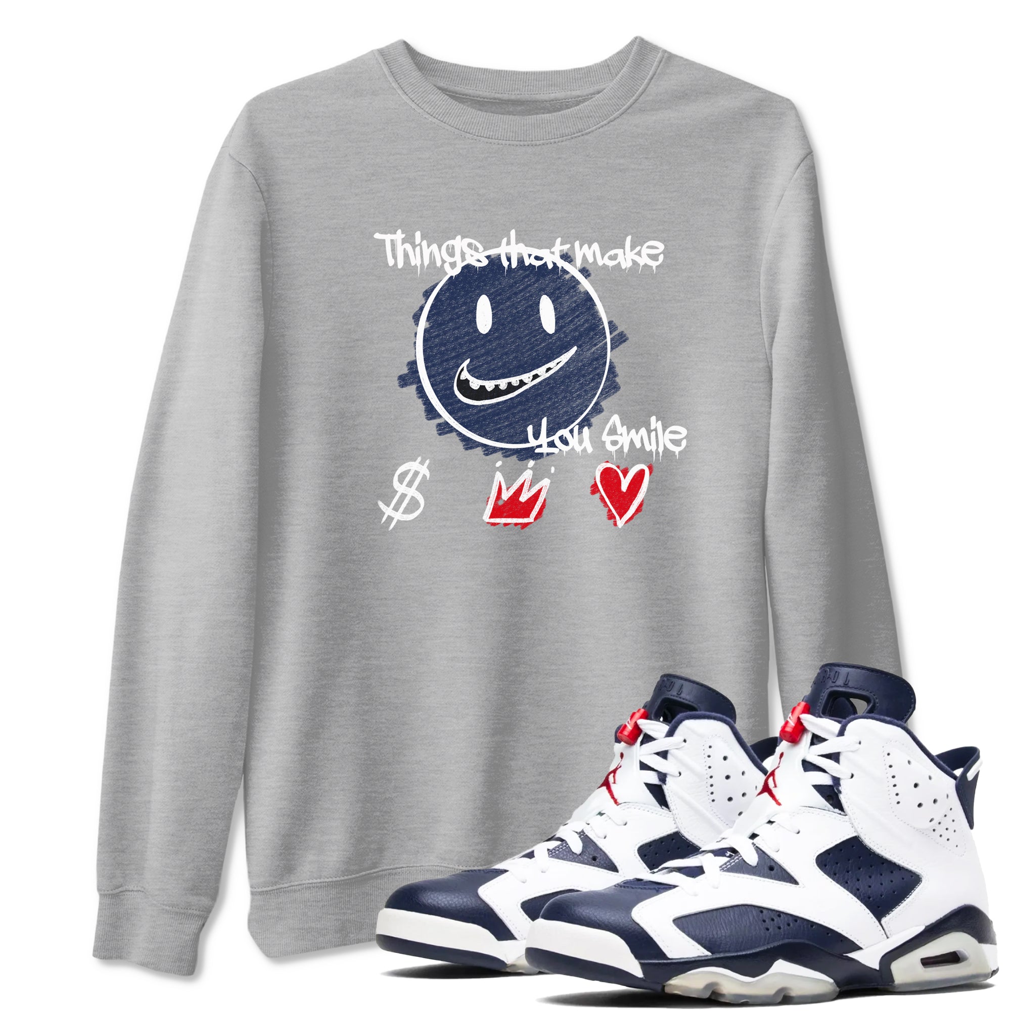Things That Make You Smile snkmatch Tees - Air Jordan 6 White And Midnight Navy
