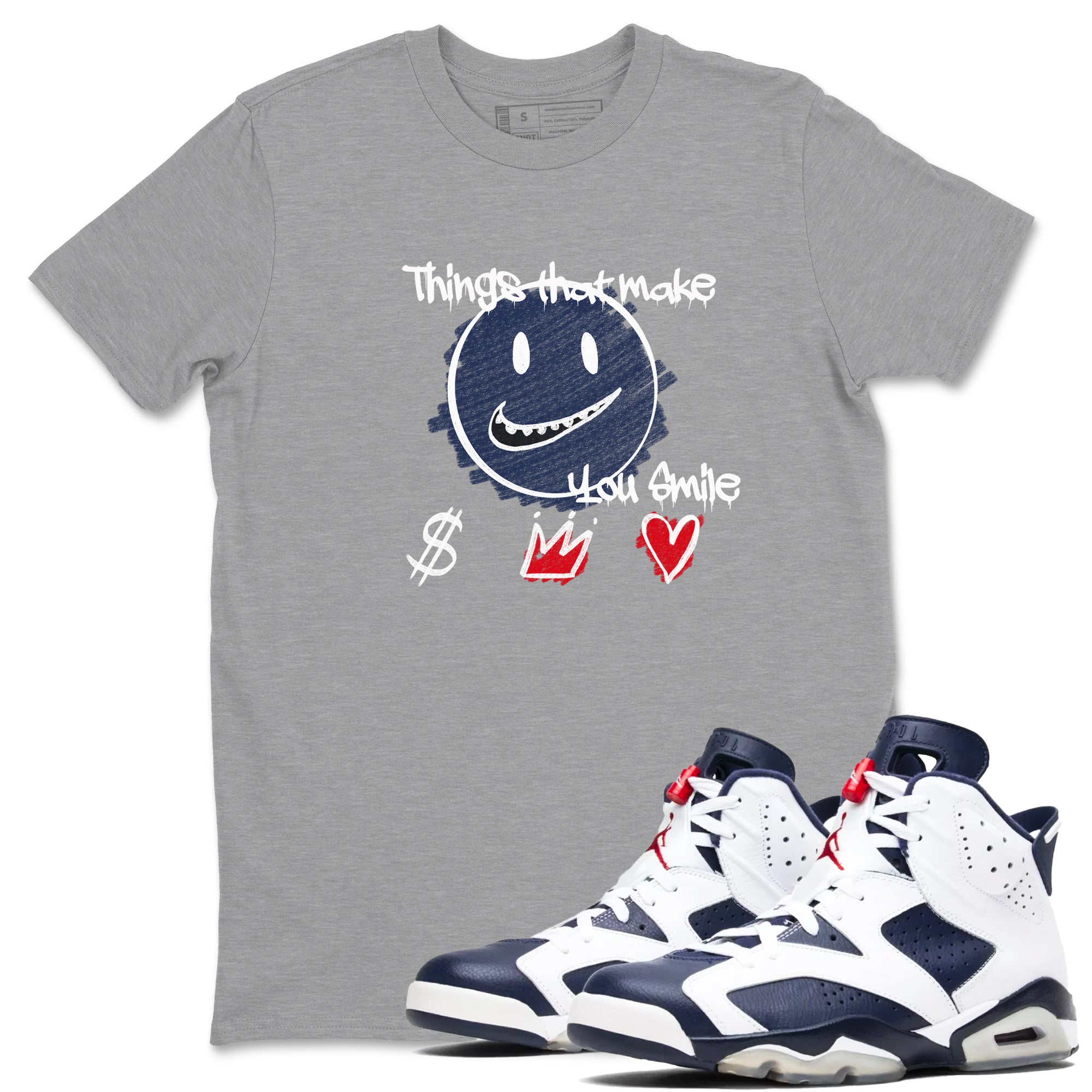 Things That Make You Smile snkmatch Tees - Air Jordan 6 White And Midnight Navy