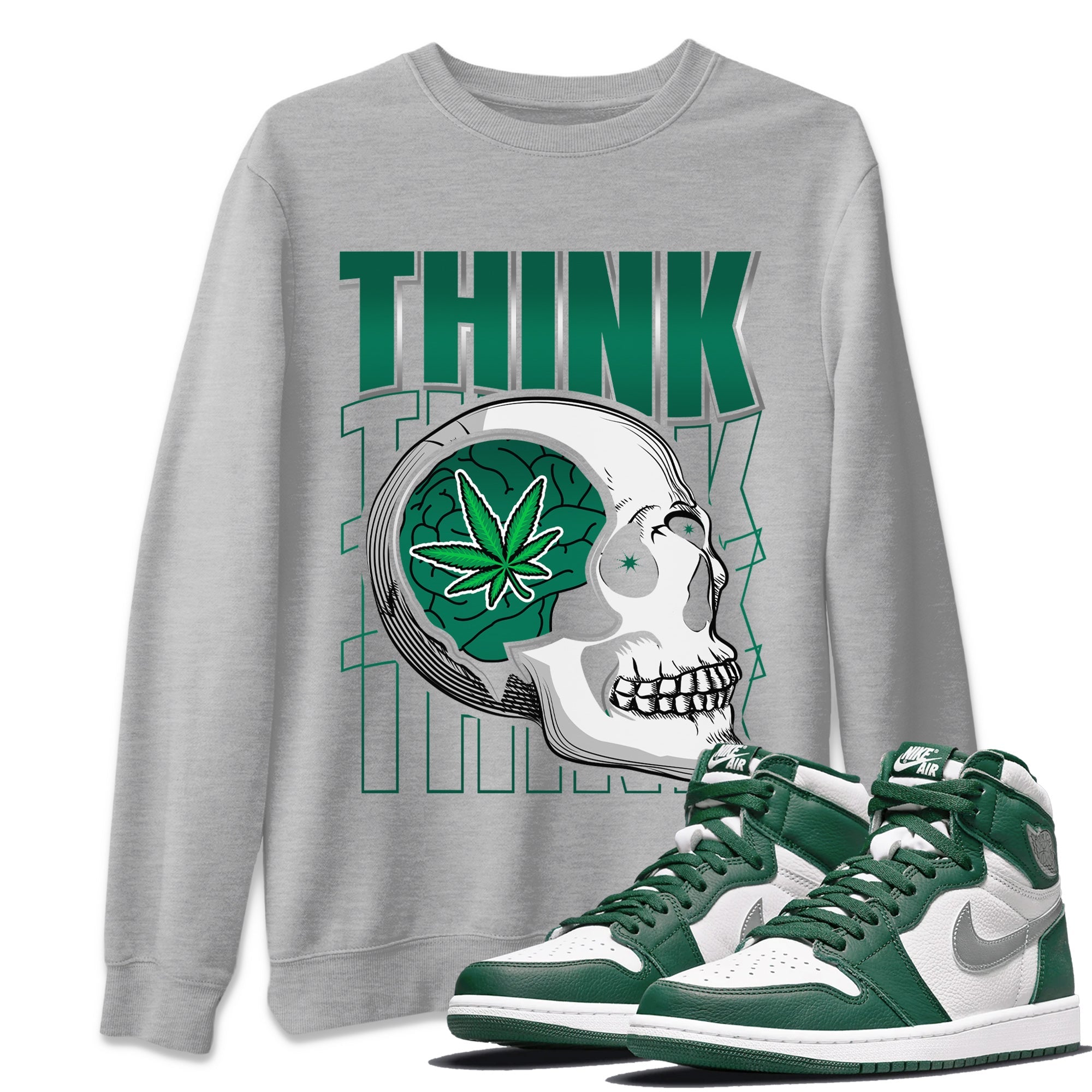 Think Skeleton Unisex Tops - Air Jordan 1 Gorge Green