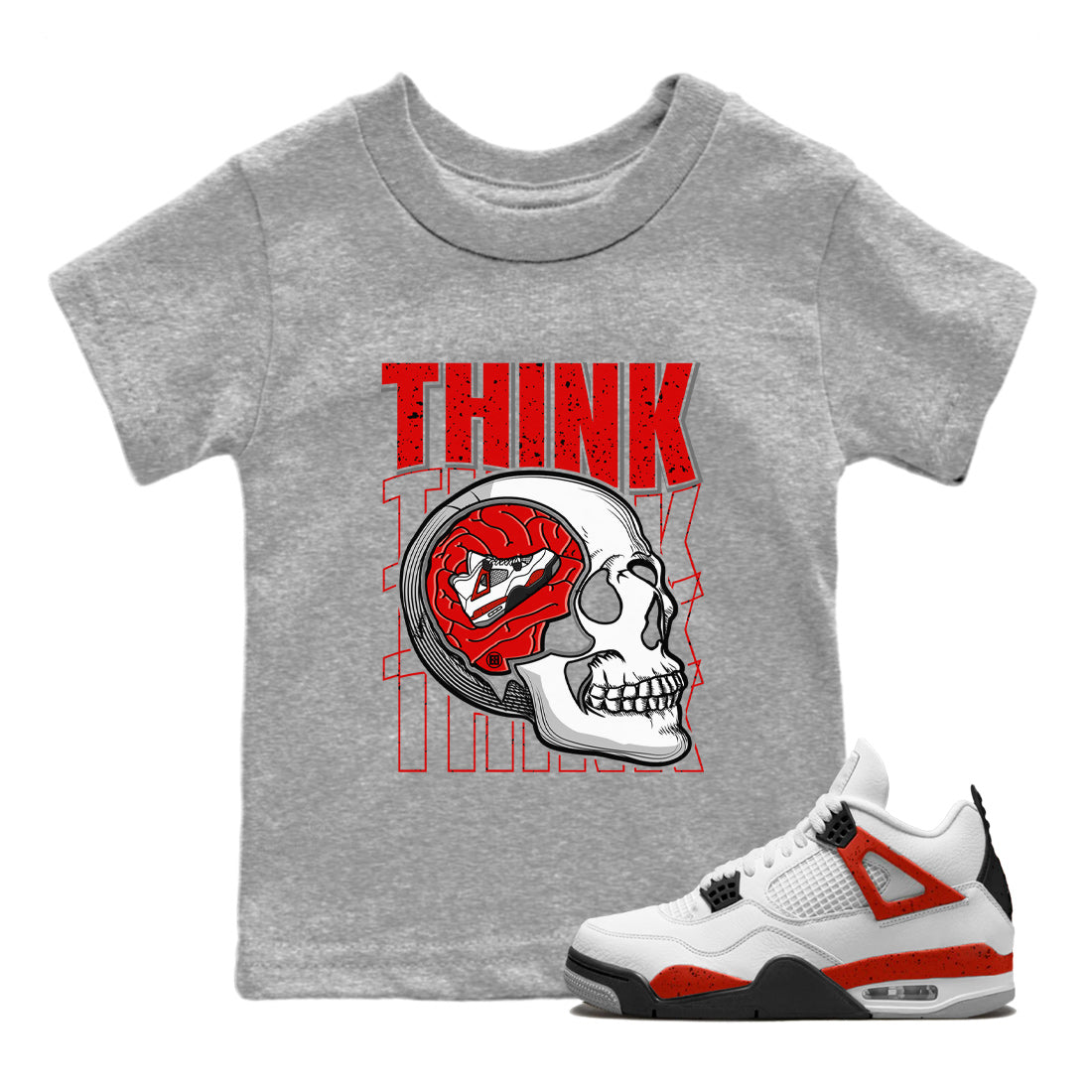 Think Think Think Kids Tops - Air Jordan 4 Red Cement