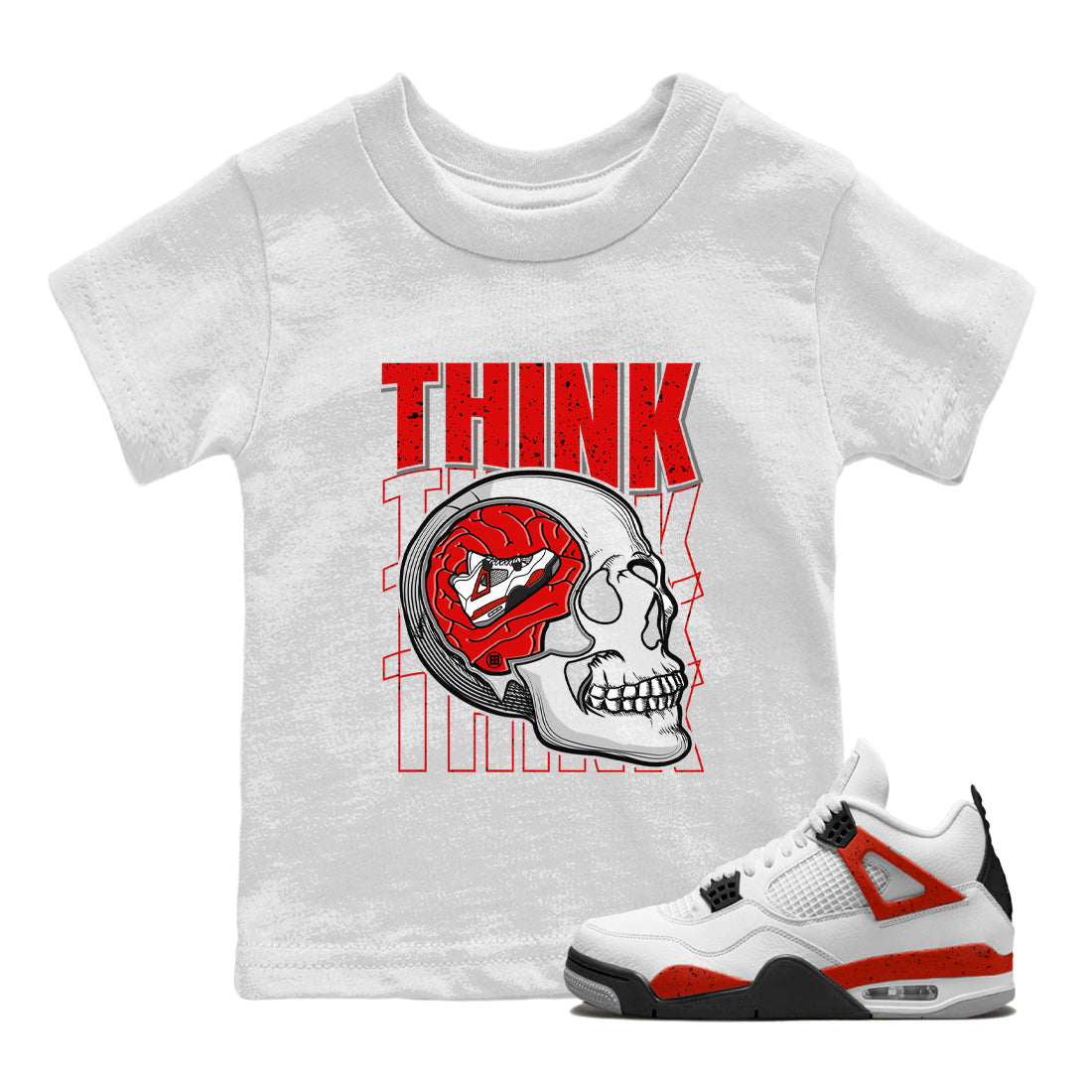 Think Think Think Kids Tops - Air Jordan 4 Red Cement