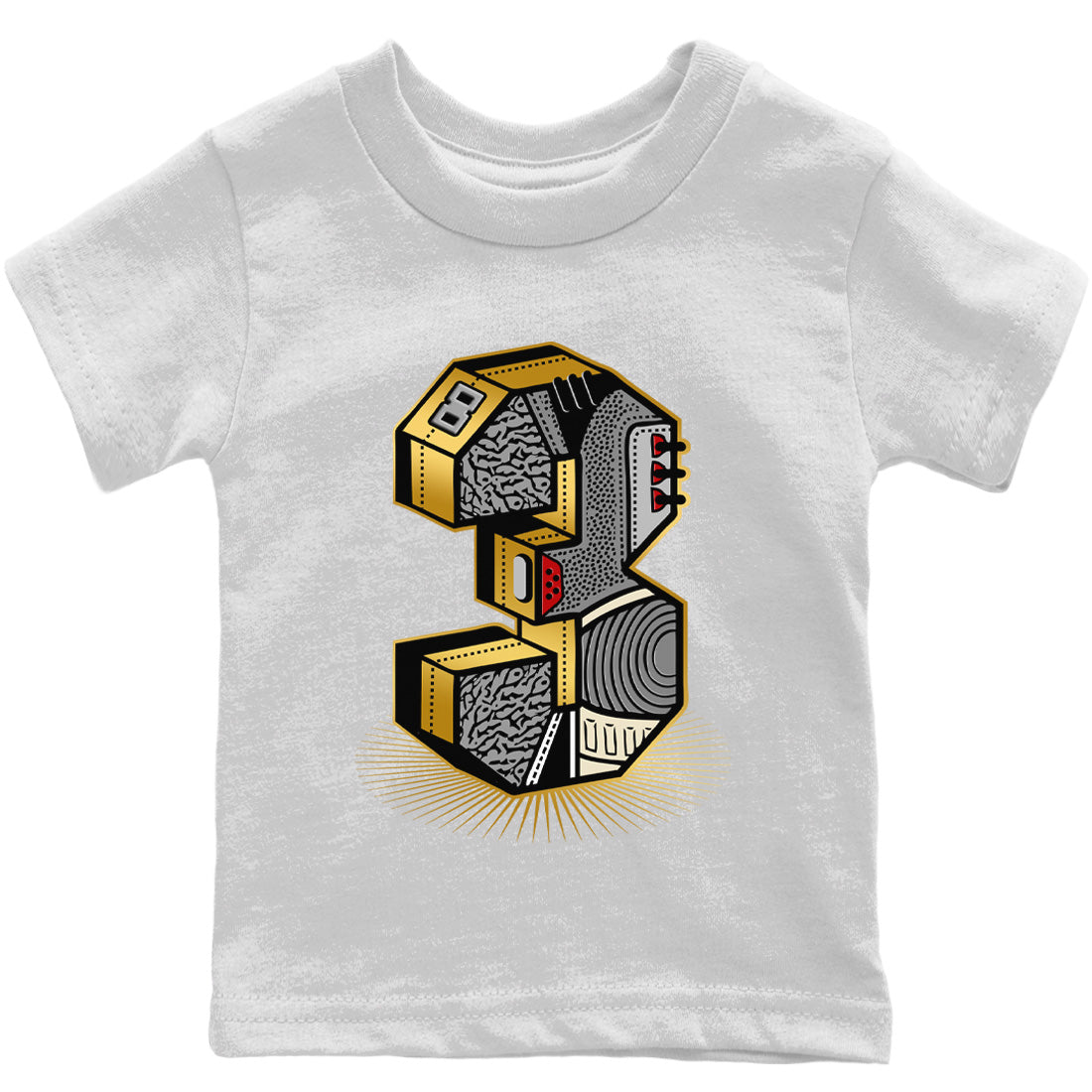 Three Statue Kids Tops - Air Jordan 3 Black Gold