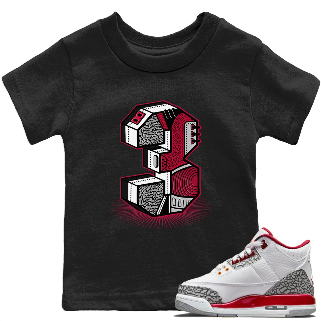 Three Statue Kids Tops - Air Jordan 3 Cardinal