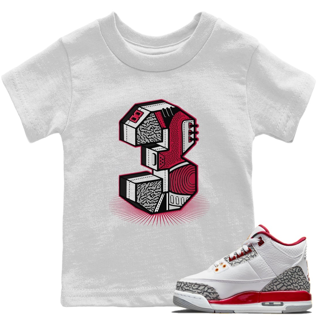 Three Statue Kids Tops - Air Jordan 3 Cardinal