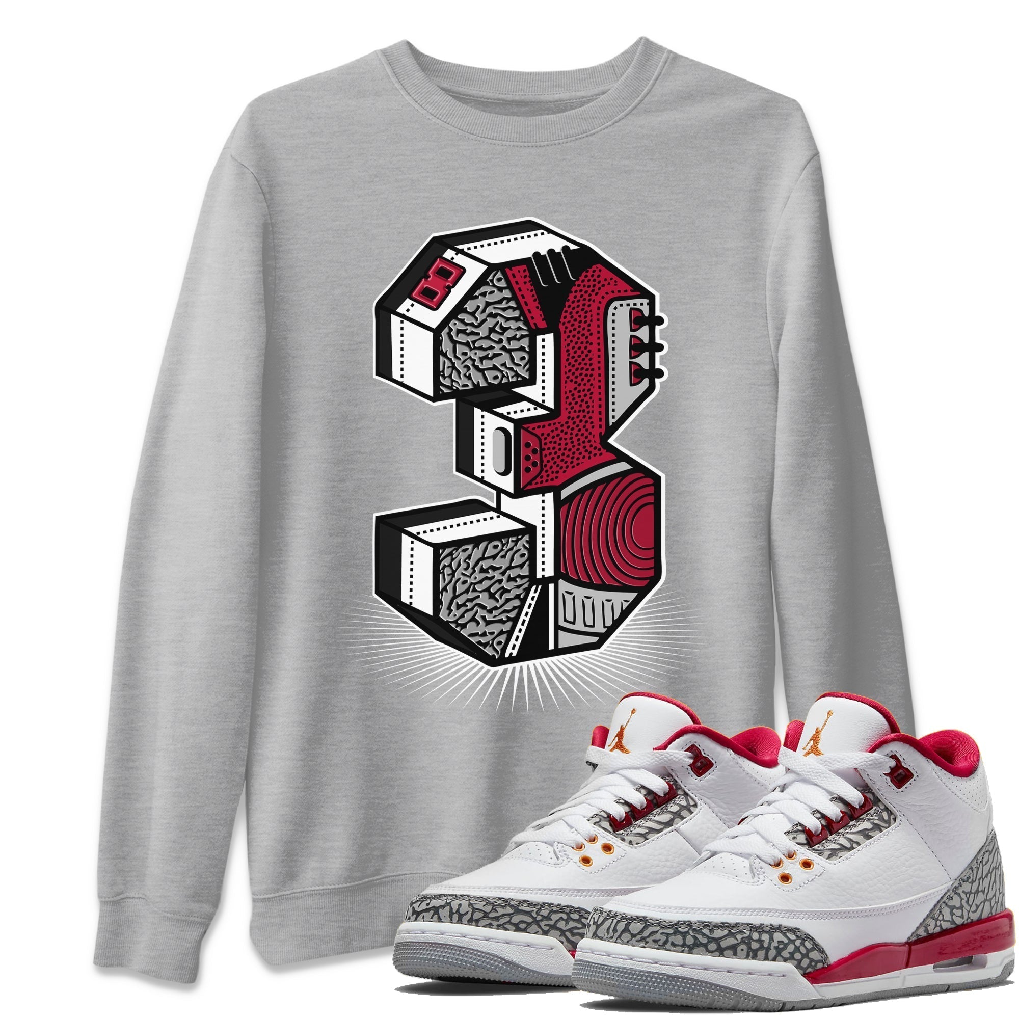 Three Statue Unisex Tops - Air Jordan 3 Cardinal