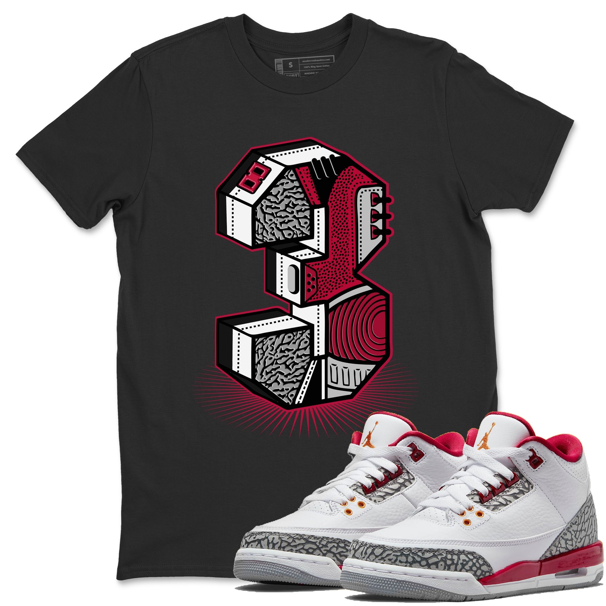 Three Statue Unisex Tops - Air Jordan 3 Cardinal