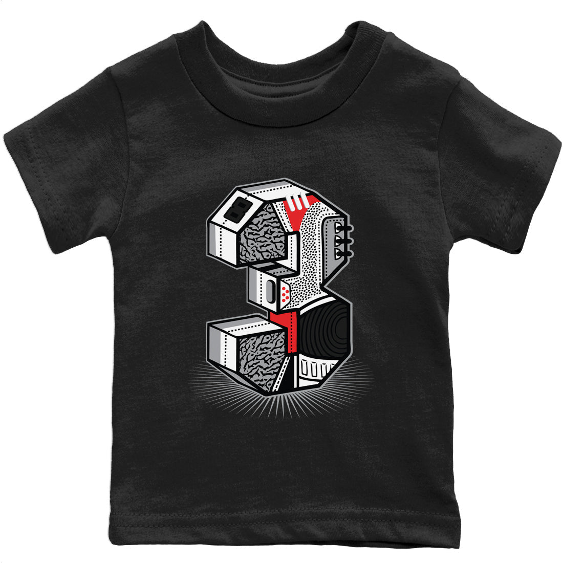 Three Statue Kids Tops - Air Jordan 3 Fire Red