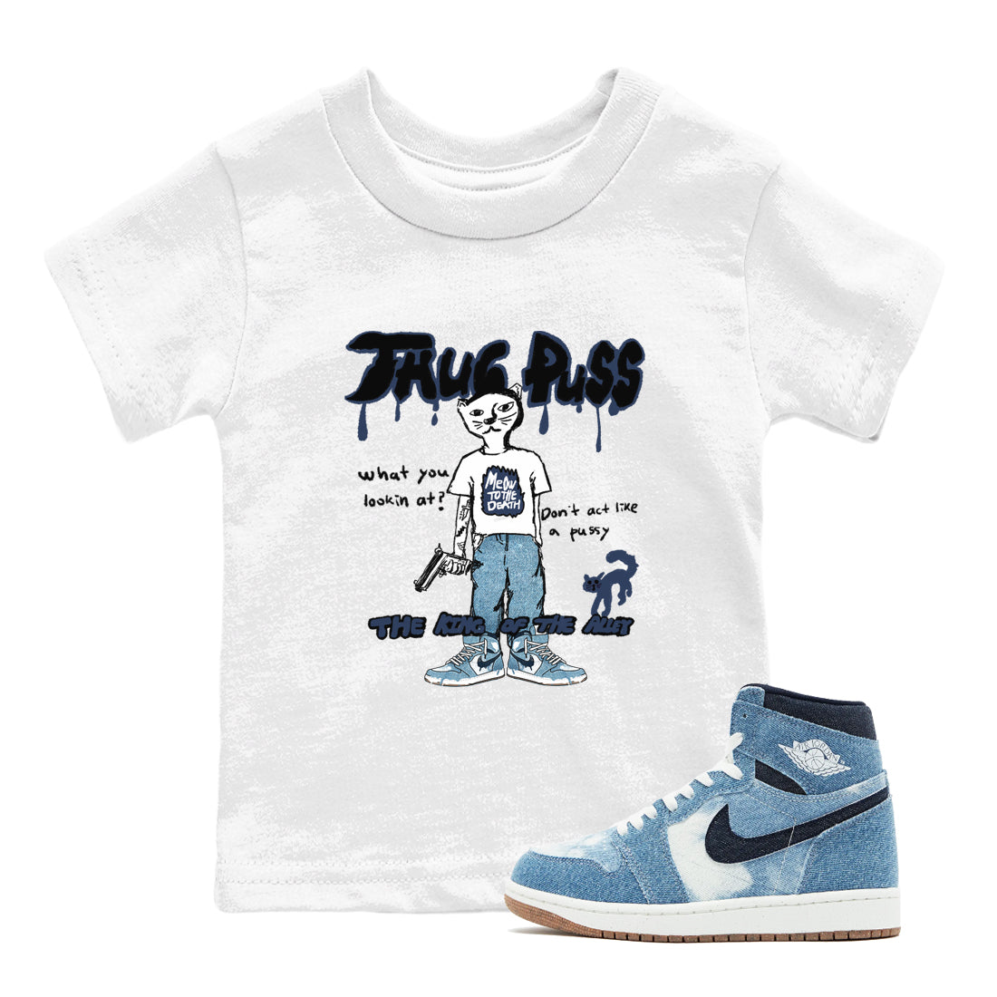 Thug Puss snkmatch Tees Kids - Air Jordan 1 Denim 2024