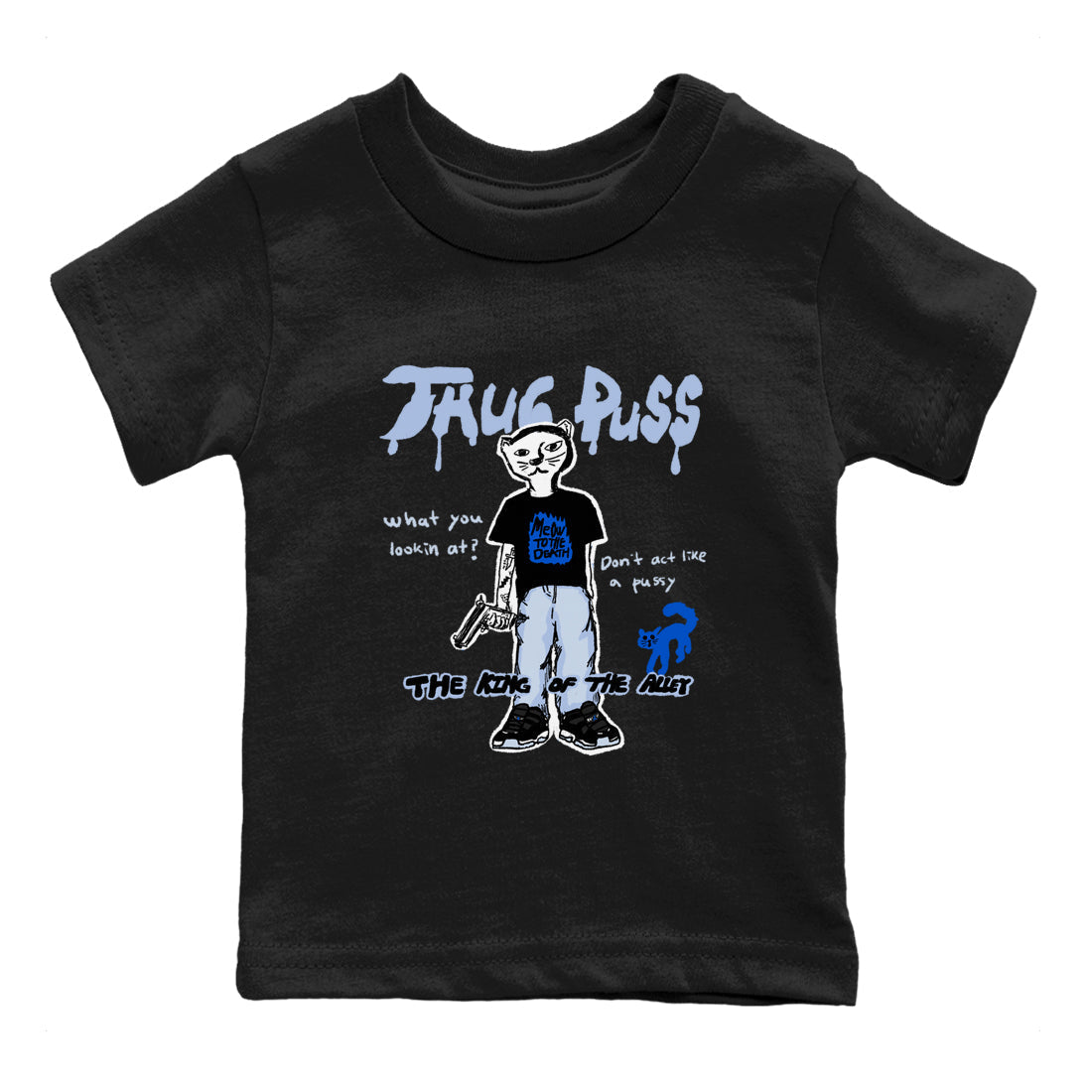 Thug Puss snkmatch Tees Kids - Air Jordan 11 Black and Varsity Royal