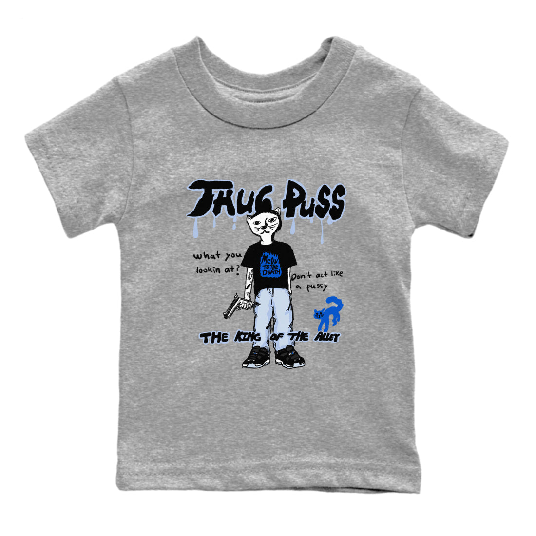 Thug Puss snkmatch Tees Kids - Air Jordan 11 Black and Varsity Royal