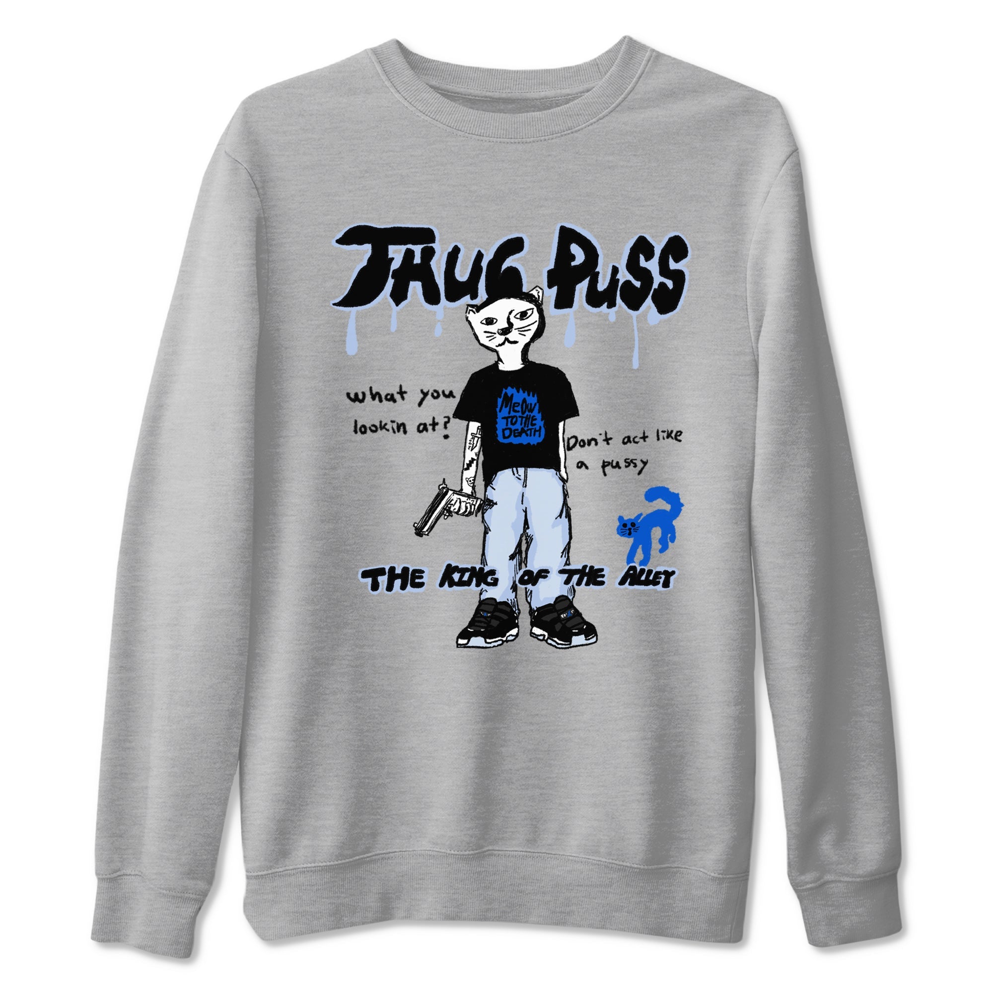 Thug Puss snkmatch Tees - Air Jordan 11 Black and Varsity Royal