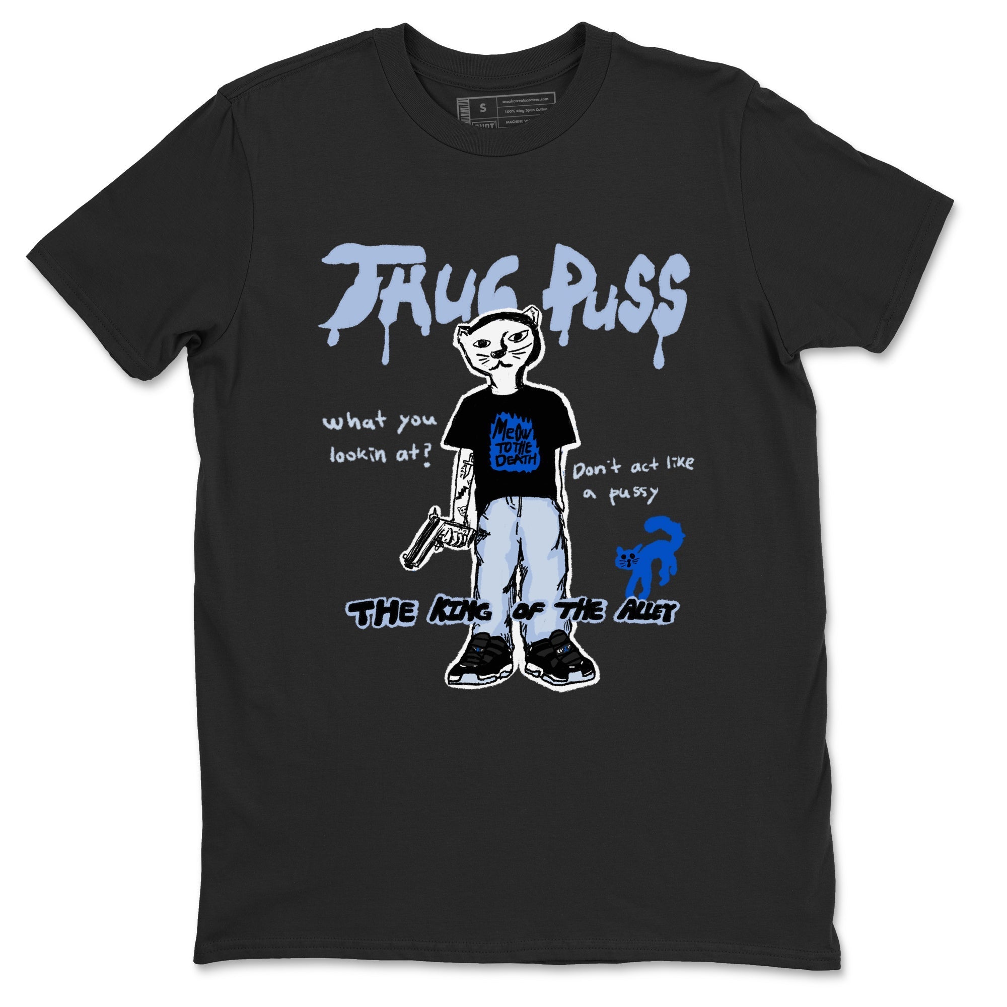 Thug Puss snkmatch Tees - Air Jordan 11 Black and Varsity Royal
