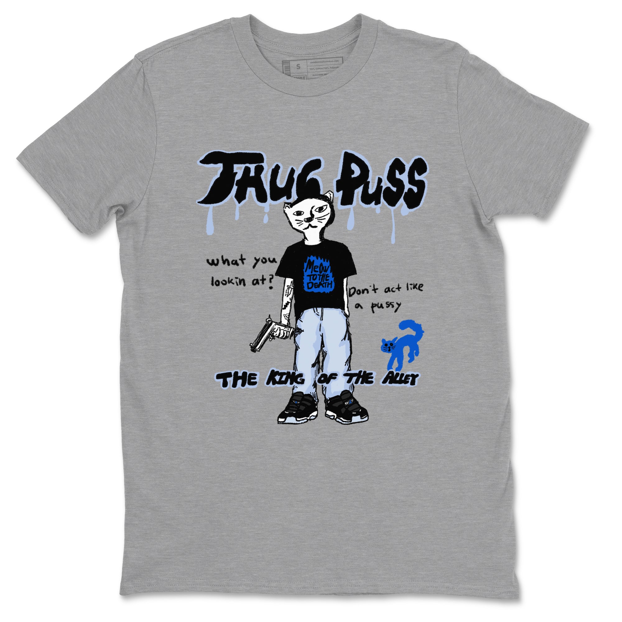 Thug Puss snkmatch Tees - Air Jordan 11 Black and Varsity Royal