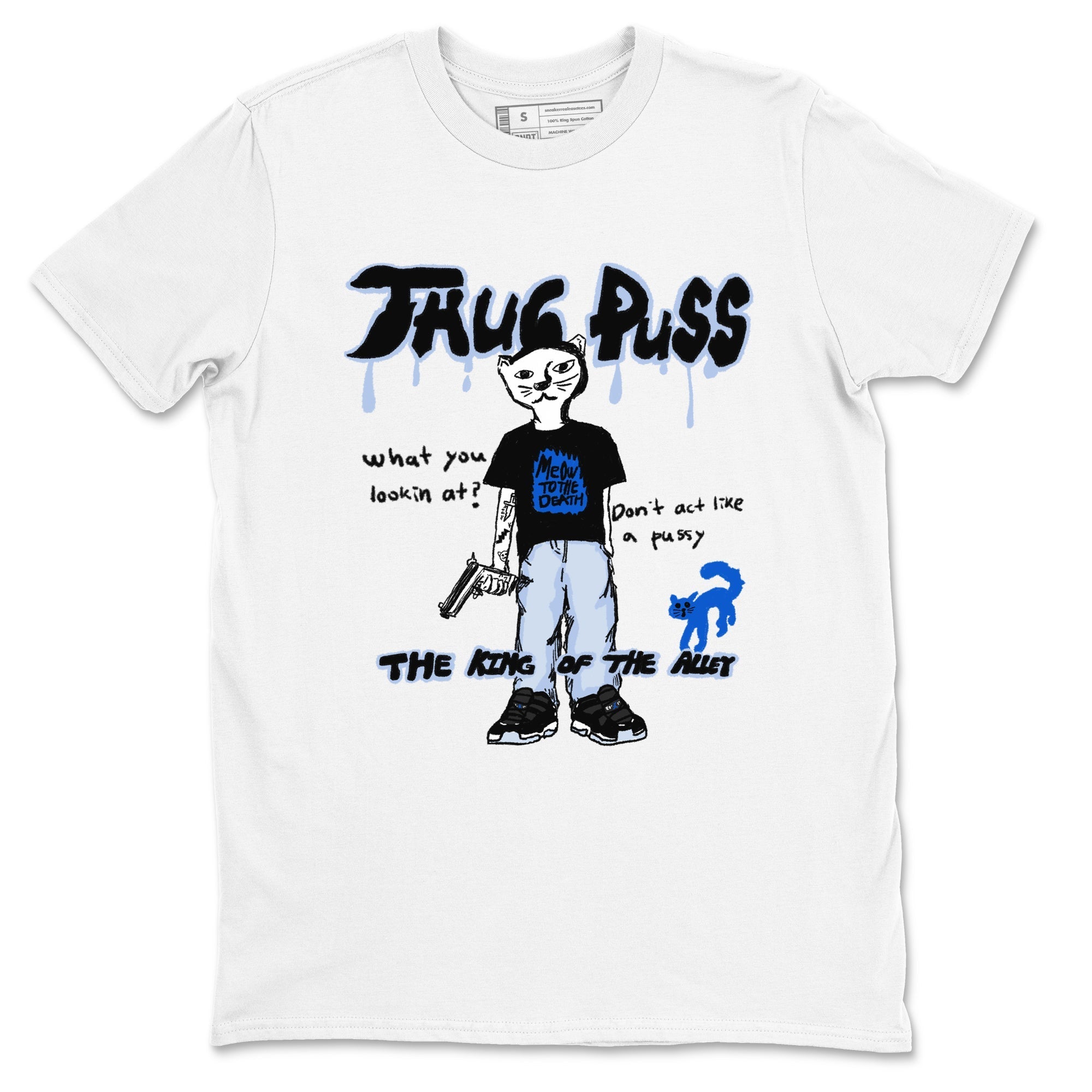 Thug Puss snkmatch Tees - Air Jordan 11 Black and Varsity Royal