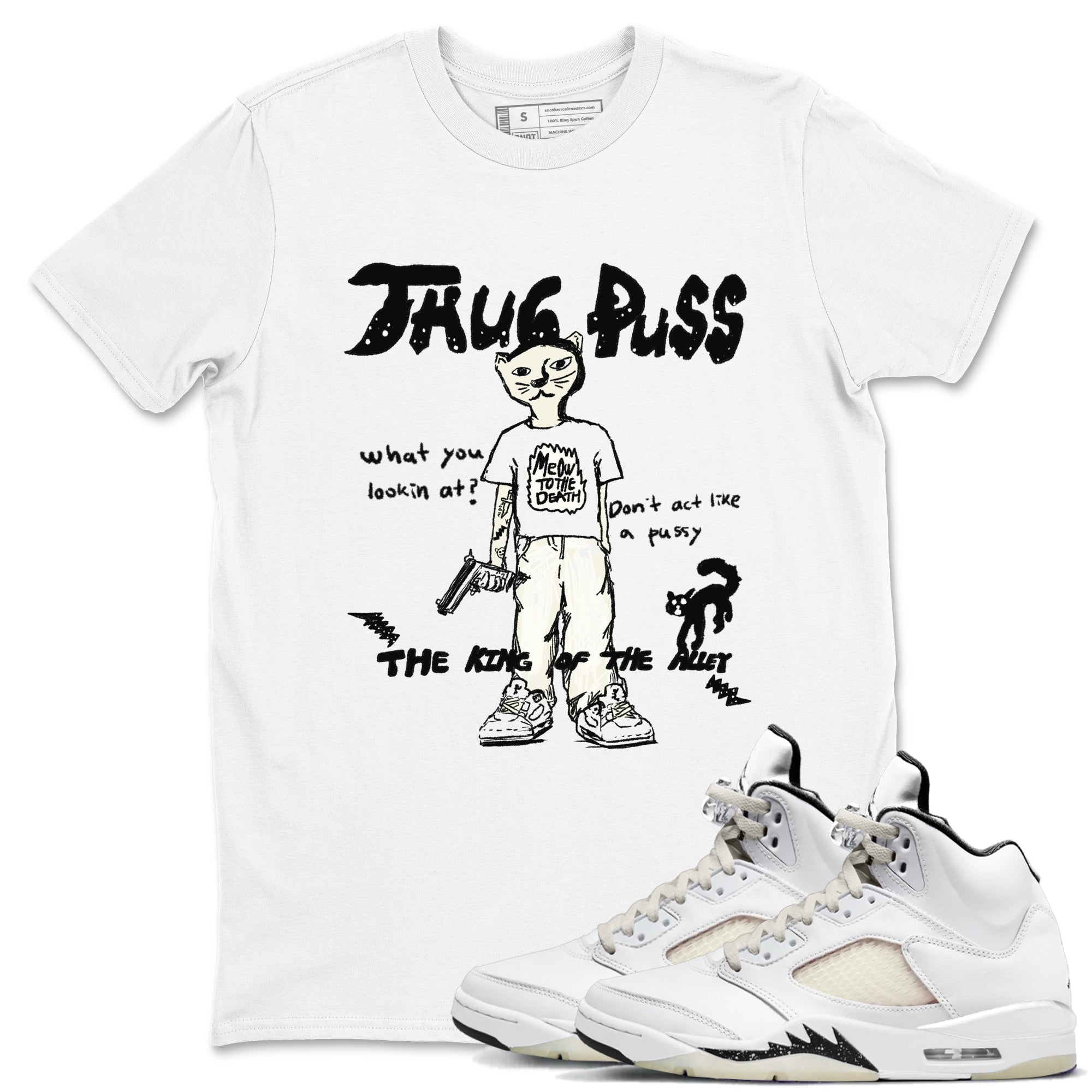 Thug Puss snkmatch Tees - Air Jordan 5 Sail