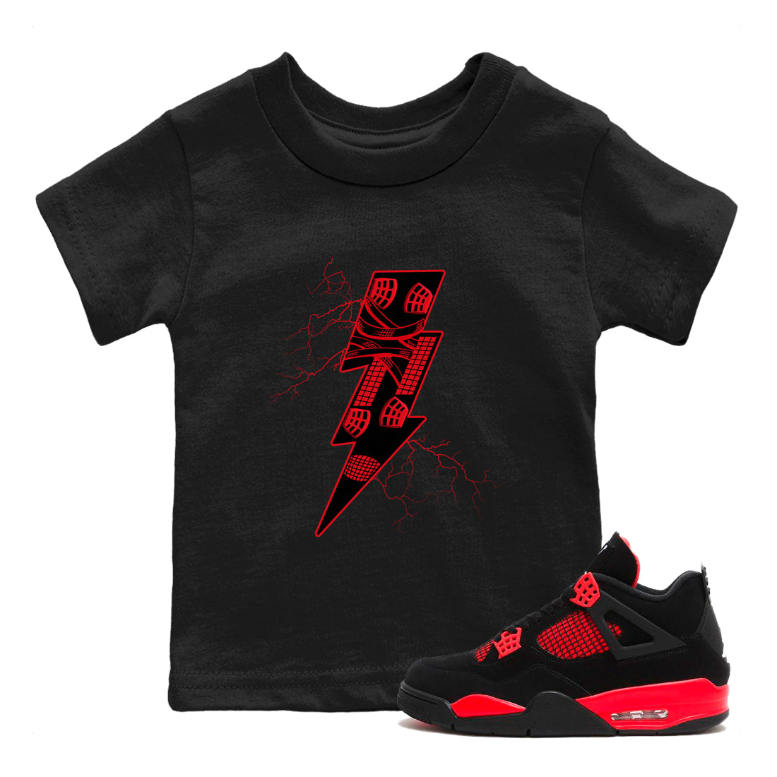 Thunder Kick snkmatch Tees Kids - Air Jordan 4 Red Thunder