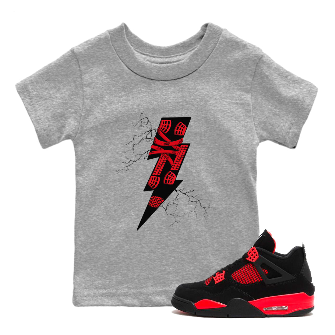 Thunder Kick snkmatch Tees Kids - Air Jordan 4 Red Thunder
