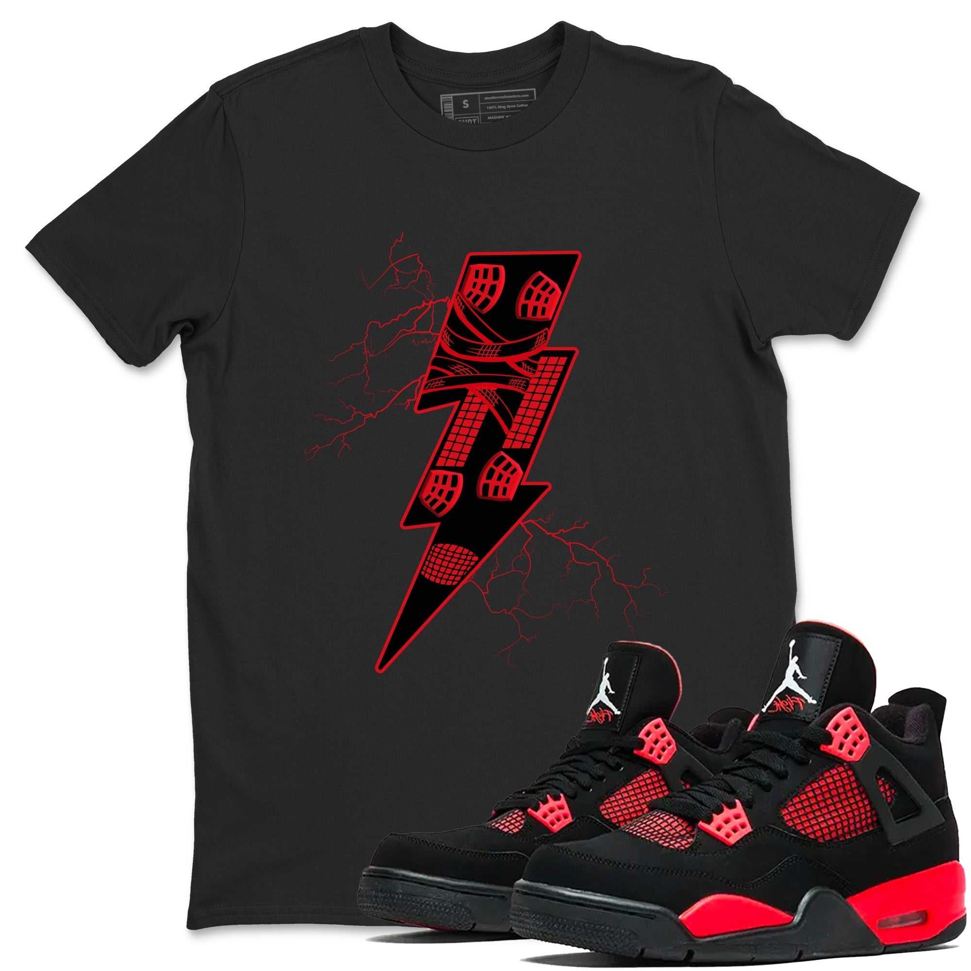 Thunder Kick snkmatch Tees - Air Jordan 4 Red Thunder