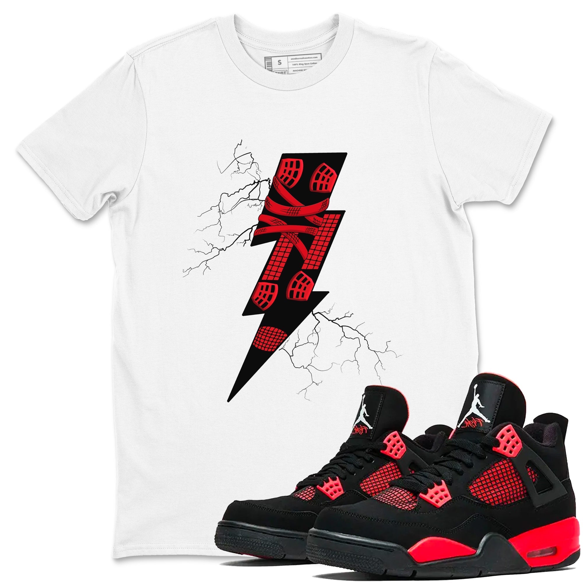 Thunder Kick snkmatch Tees - Air Jordan 4 Red Thunder