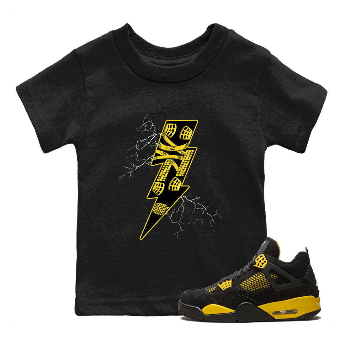 Thunder Kick snkmatch Tees Kids - Air Jordan 4 Thunder