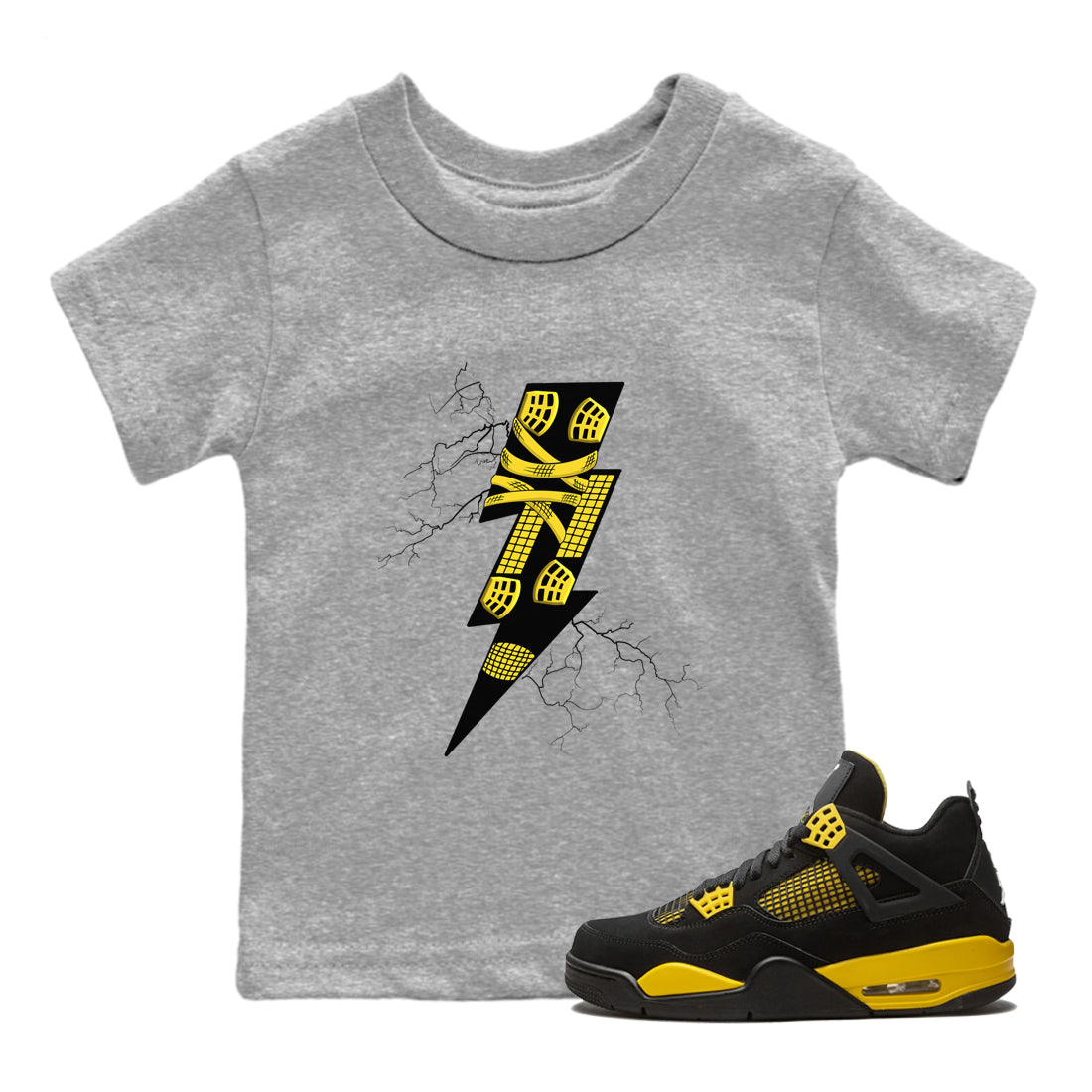 Thunder Kick snkmatch Tees Kids - Air Jordan 4 Thunder