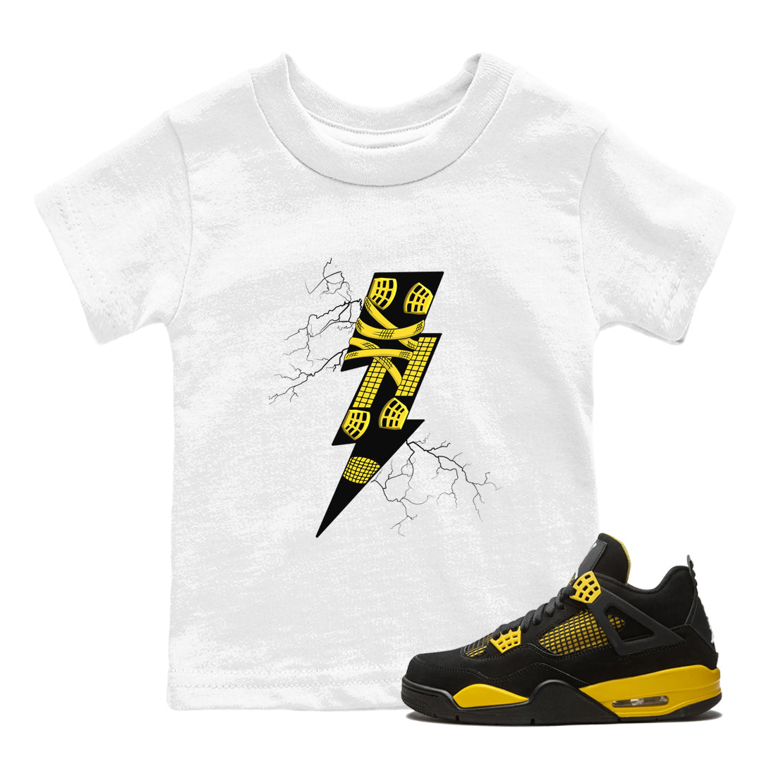 Thunder Kick snkmatch Tees Kids - Air Jordan 4 Thunder