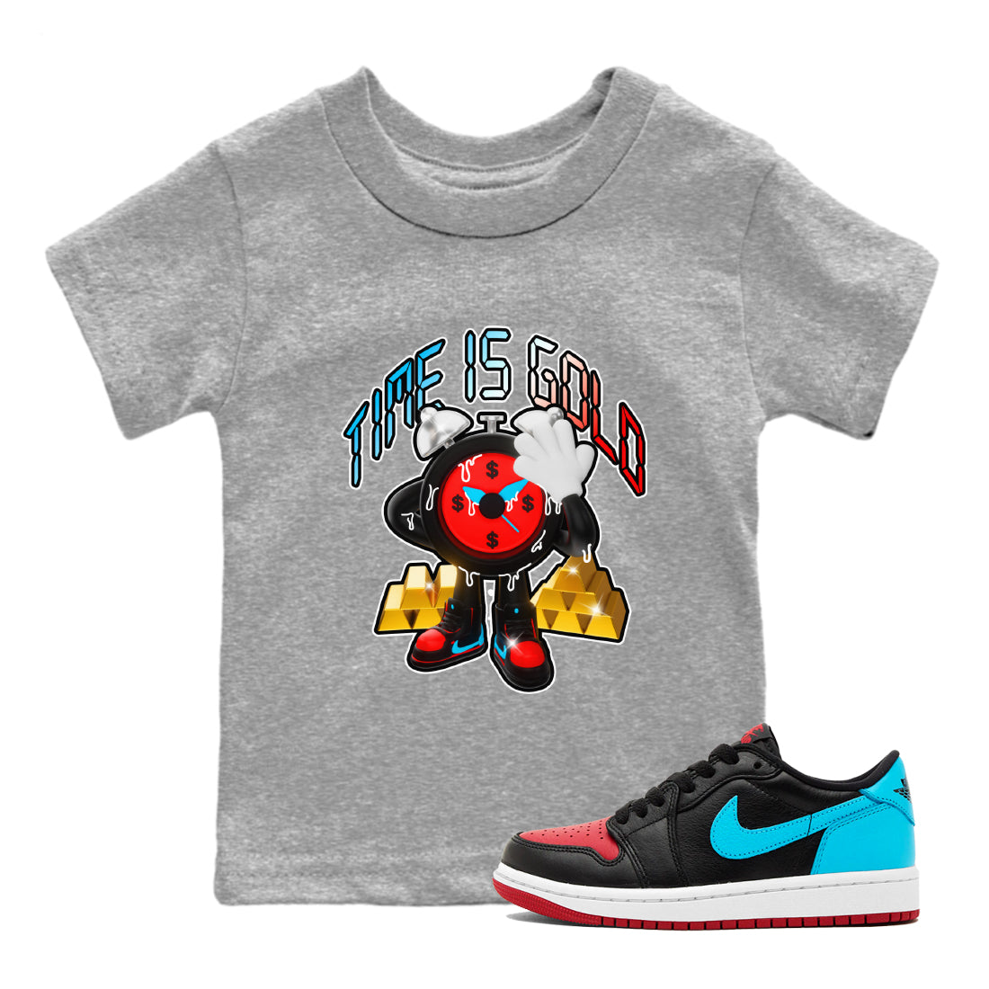 Time Is Gold snkmatch Tee Kids - Air Jordan 1 UNC to Chicago