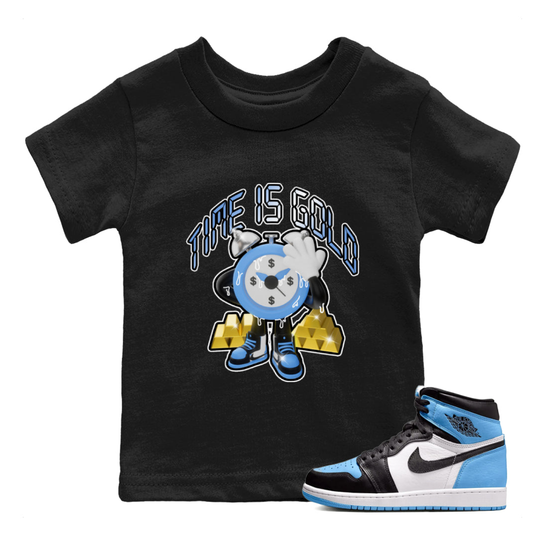 Time Is Gold snkmatch Tee Kids - Air Jordan 1 UNC Toe
