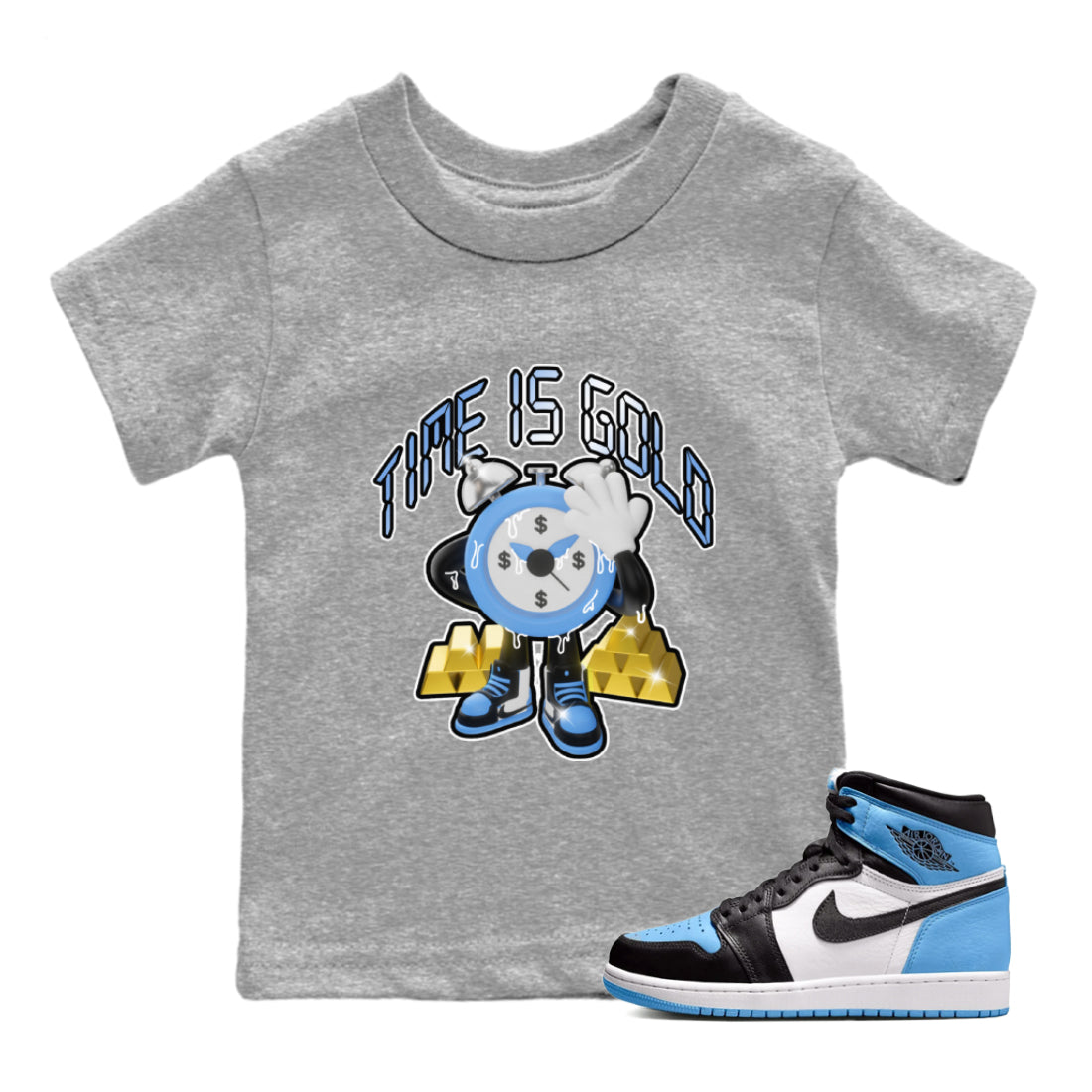 Time Is Gold snkmatch Tee Kids - Air Jordan 1 UNC Toe