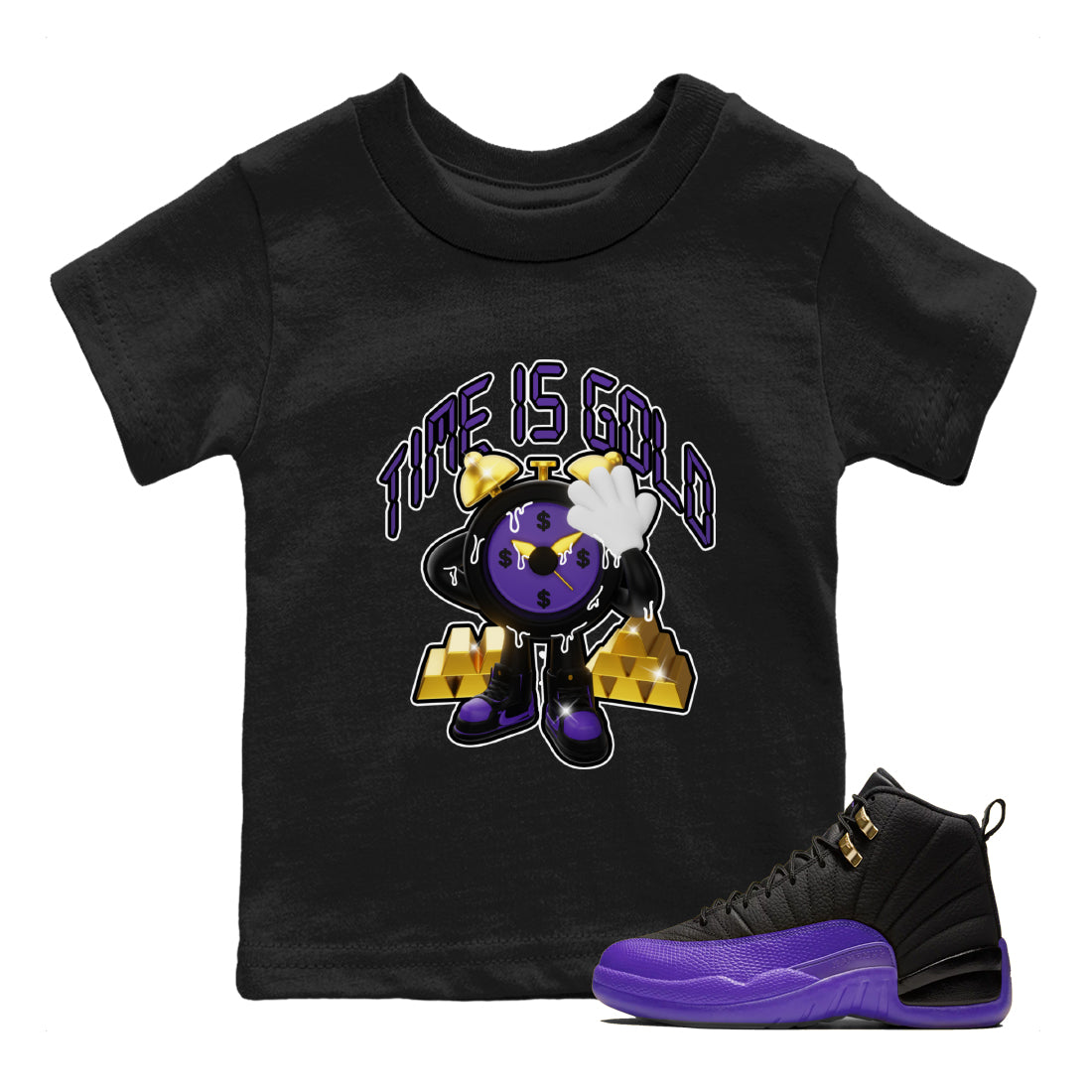 Time Is Gold snkmatch Tee Kids - Air Jordan 12 Field Purple