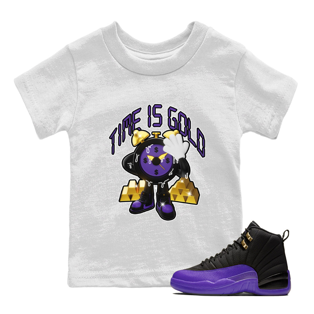 Time Is Gold snkmatch Tee Kids - Air Jordan 12 Field Purple