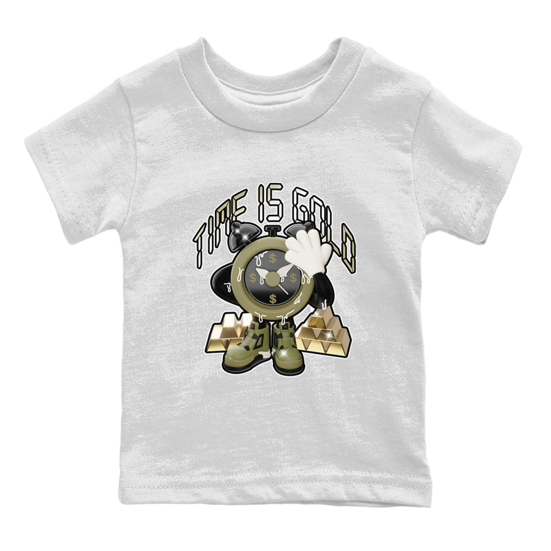 Time Is Gold snkmatch Tee Kids - Air Jordan 4 Medium Olive
