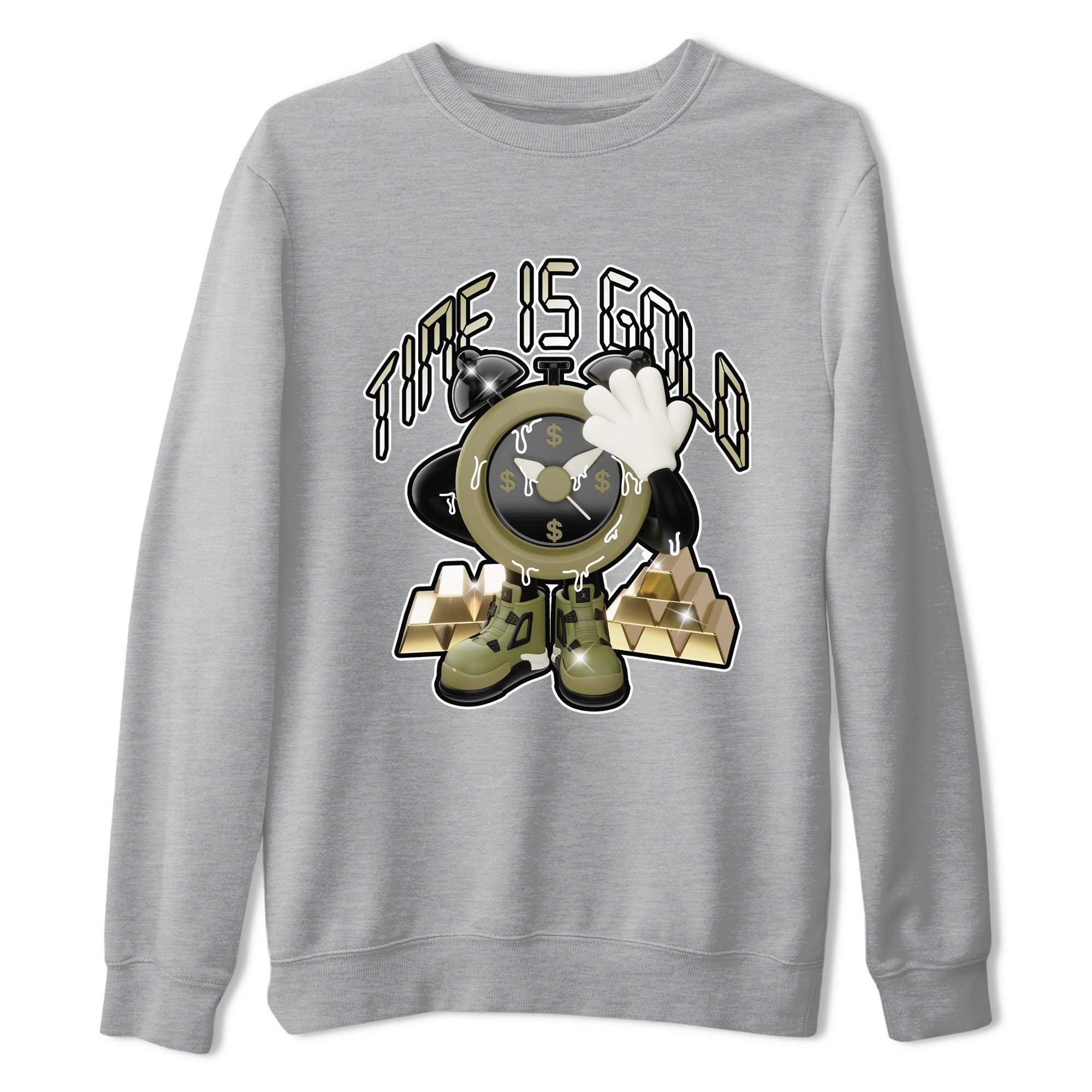 Time Is Gold snkmatch Tee - Air Jordan 4 Medium Olive