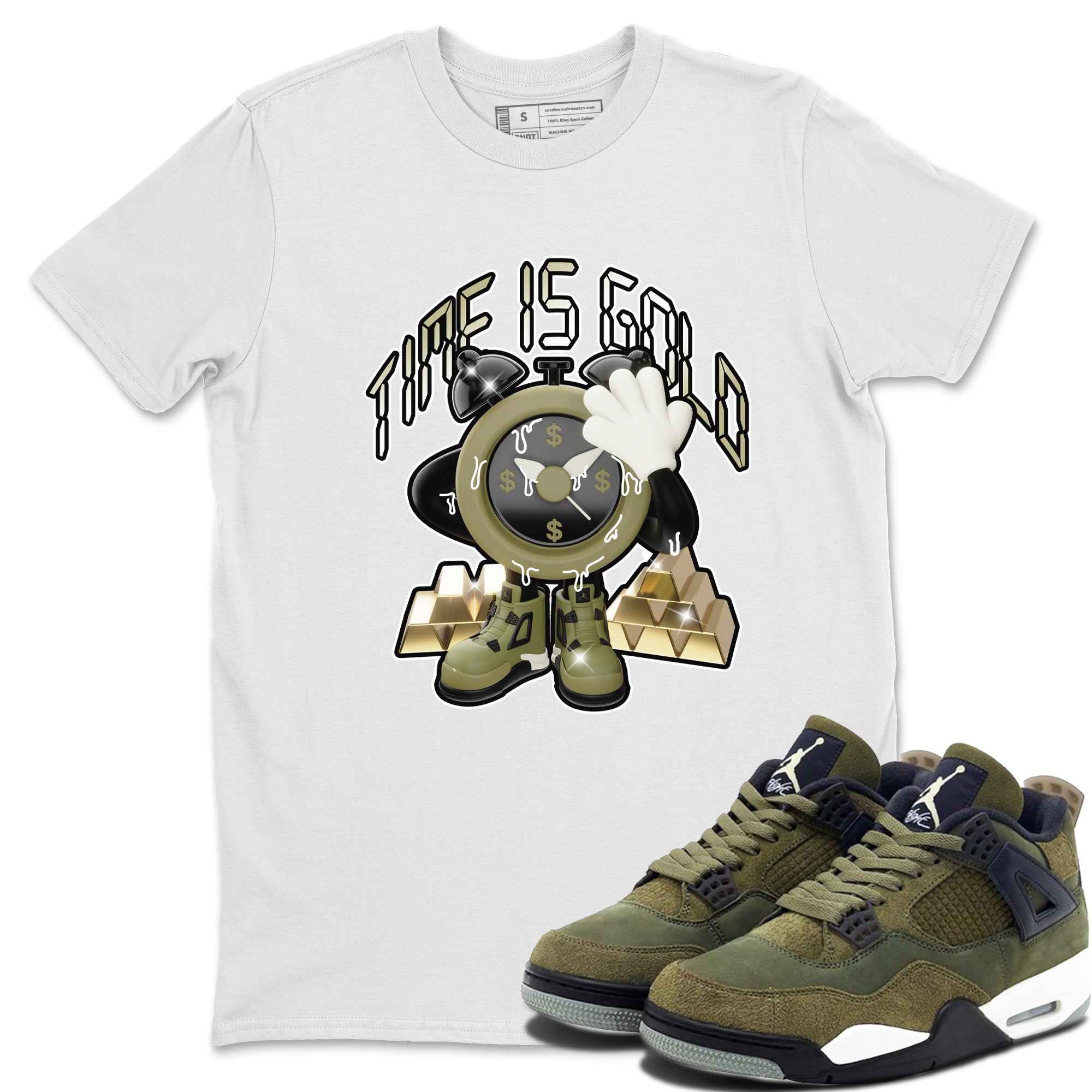 Time Is Gold snkmatch Tee - Air Jordan 4 Medium Olive