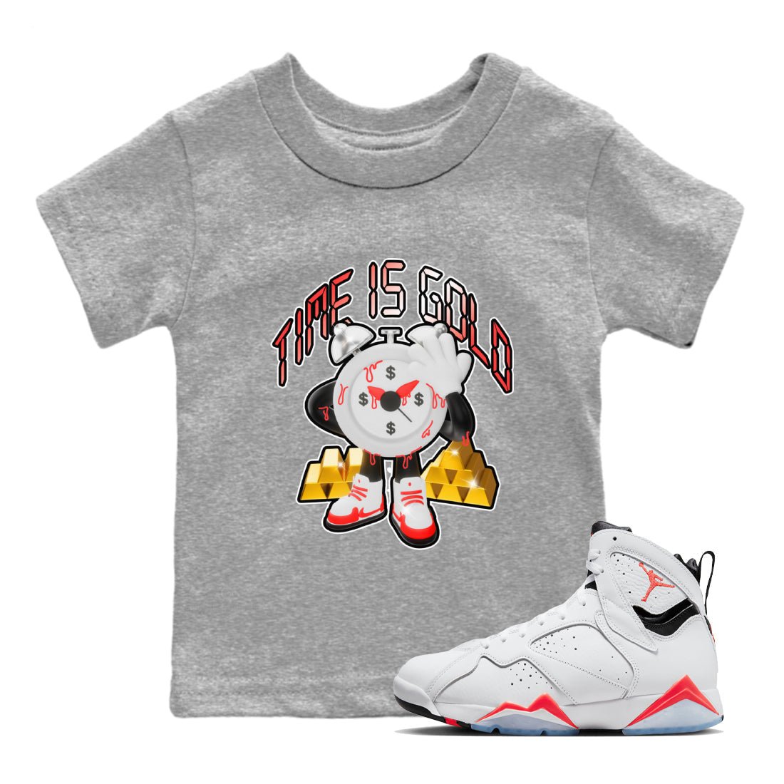 Time Is Gold snkmatch Tee Kids - Air Jordan 7 White Infrared